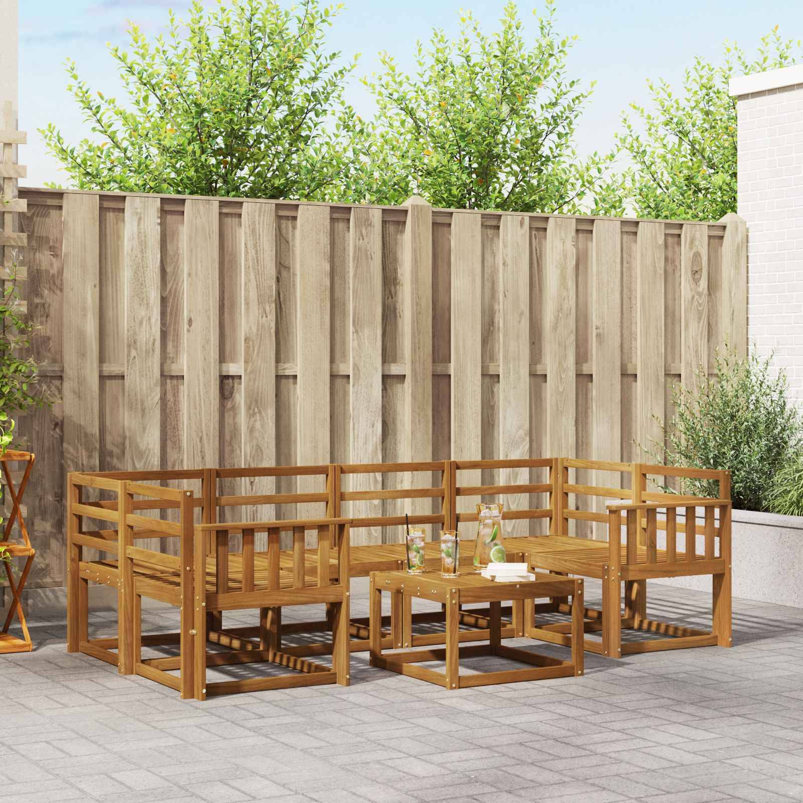 vidaXL Outdoor-Sofagarnitur 7 pcs Natur Massivholz Akazie