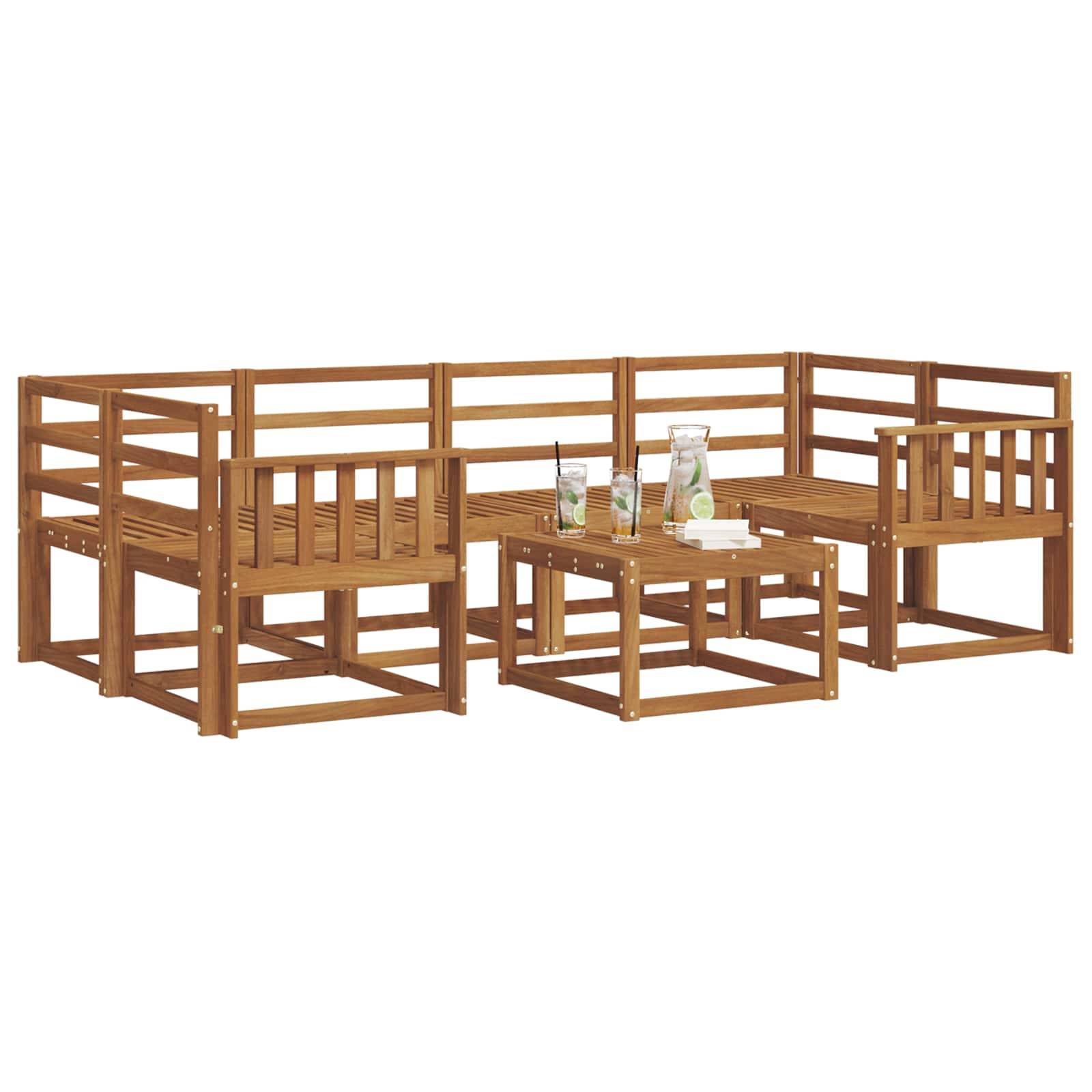 vidaXL Outdoor-Sofagarnitur 7 pcs Natur Massivholz Akazie