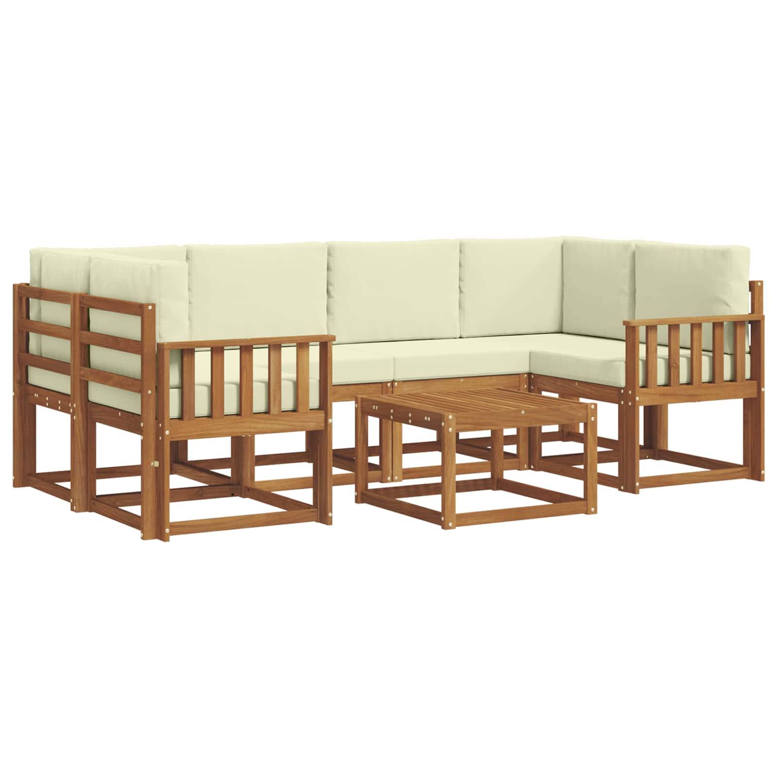 vidaXL Outdoor-Sofagarnitur mit Kissen 7 pcs Natur und Creme