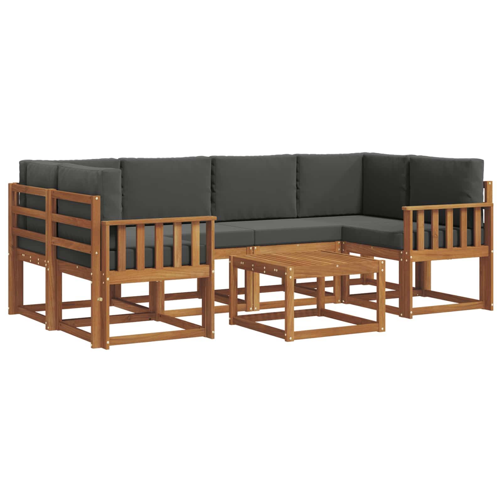 vidaXL Outdoor-Sofagarnitur mit Kissen 7 pcs Natur und Anthrazit