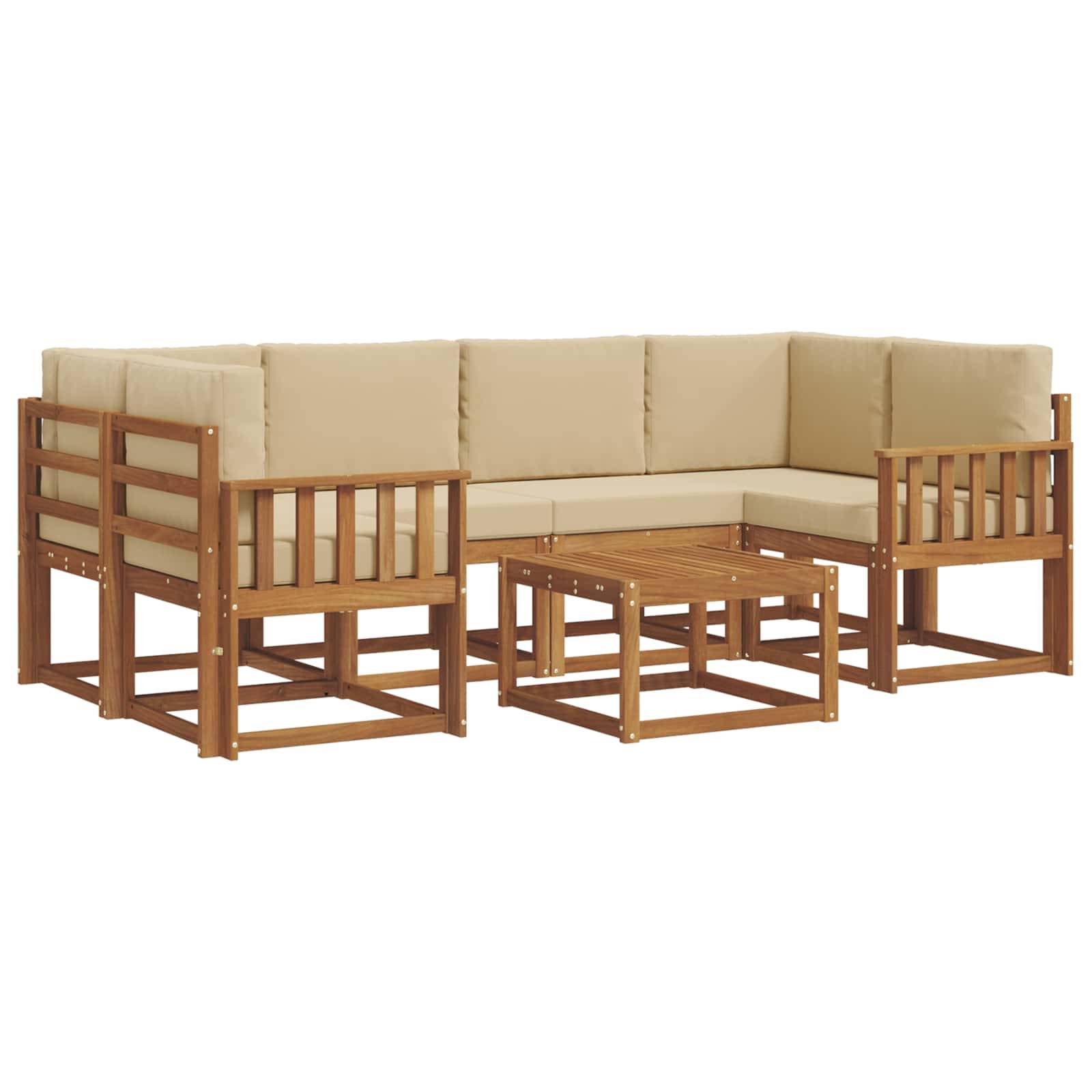 vidaXL Outdoor-Sofagarnitur mit Kissen 7 pcs Natur und Beige