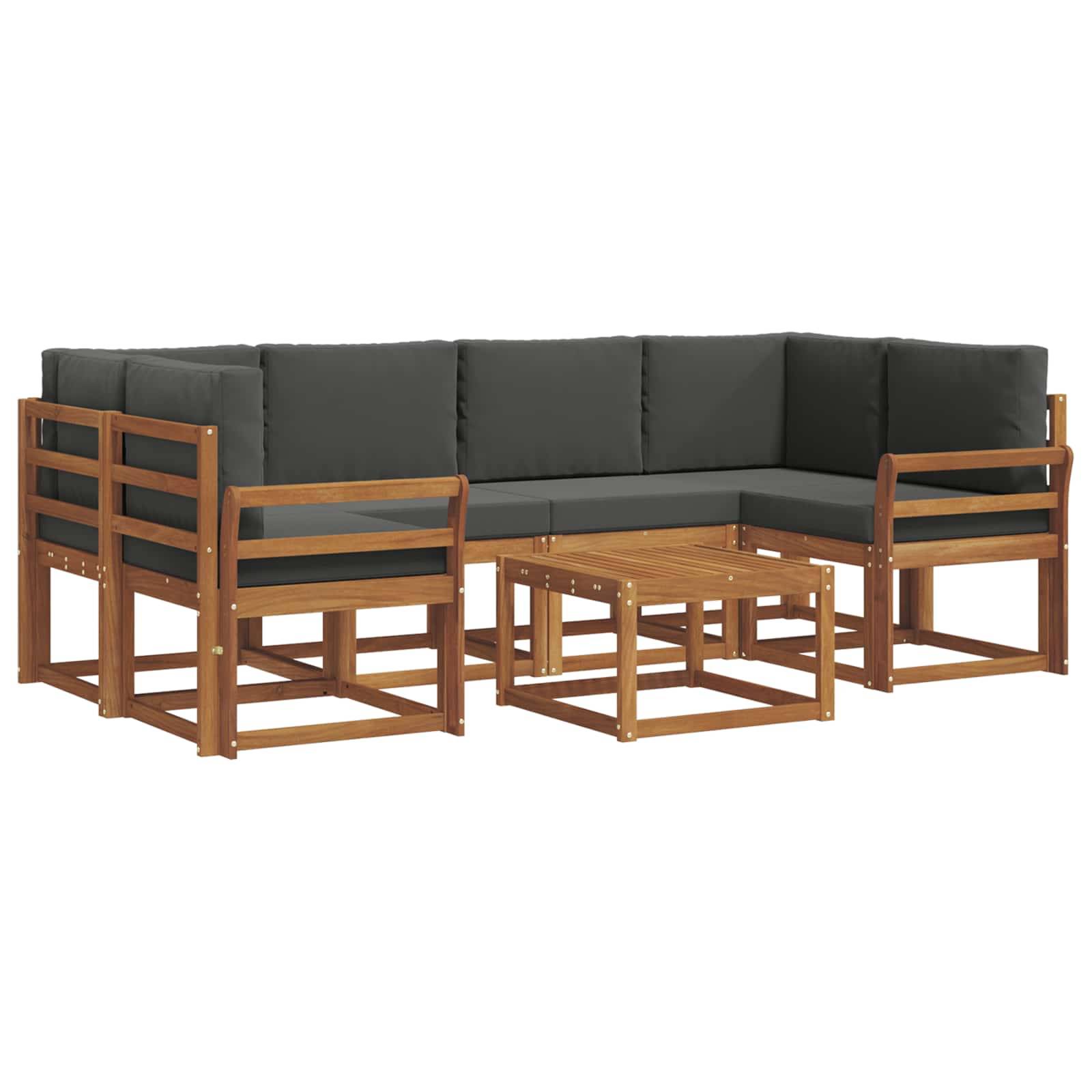 vidaXL Outdoor-Sofagarnitur mit Kissen 7 pcs Natur und Anthrazit