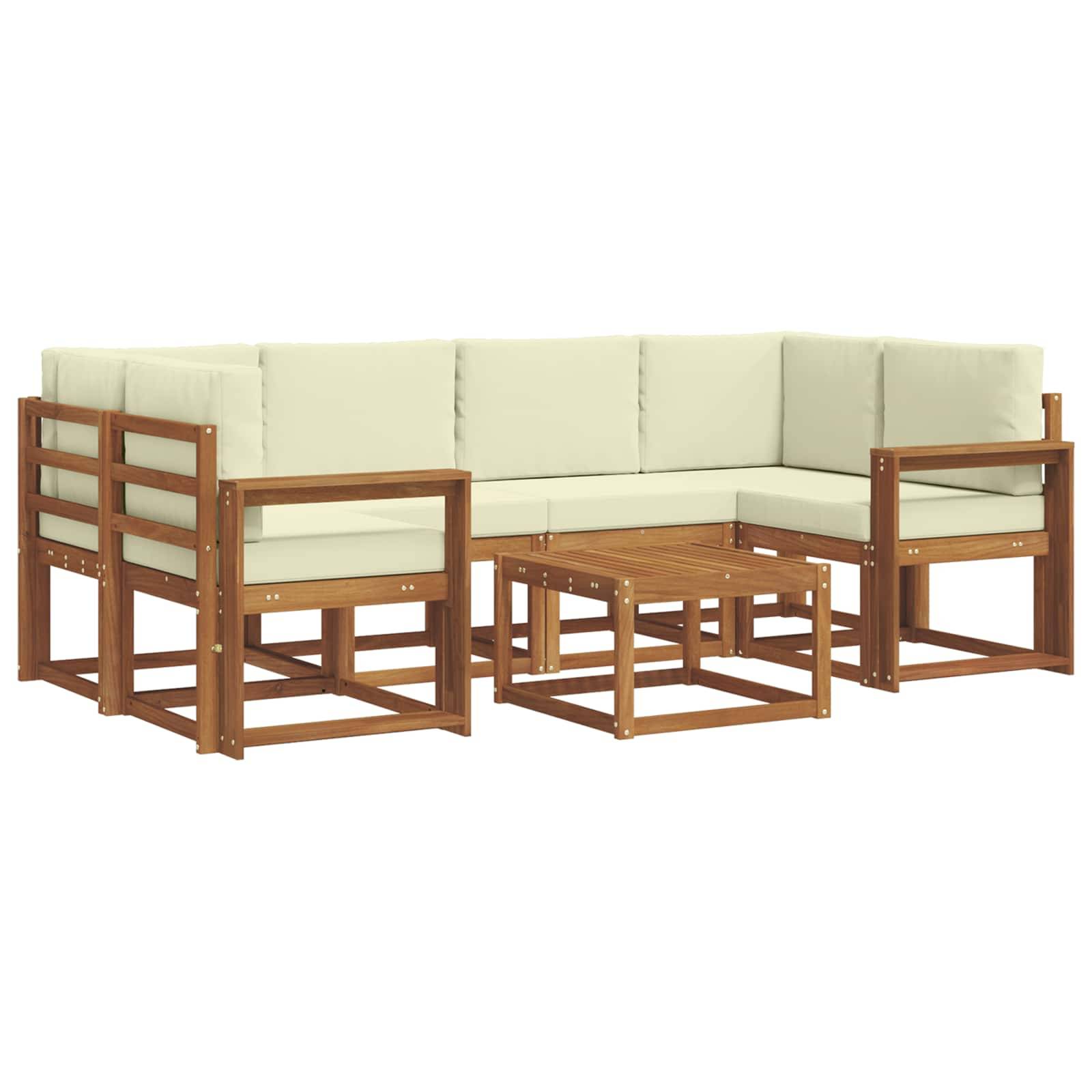 vidaXL Outdoor-Sofagarnitur mit Kissen 7 pcs Natur und Creme