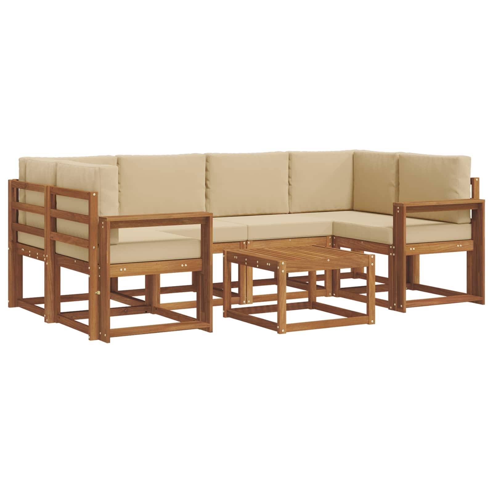 vidaXL Outdoor-Sofagarnitur mit Kissen 7 pcs Natur und Beige