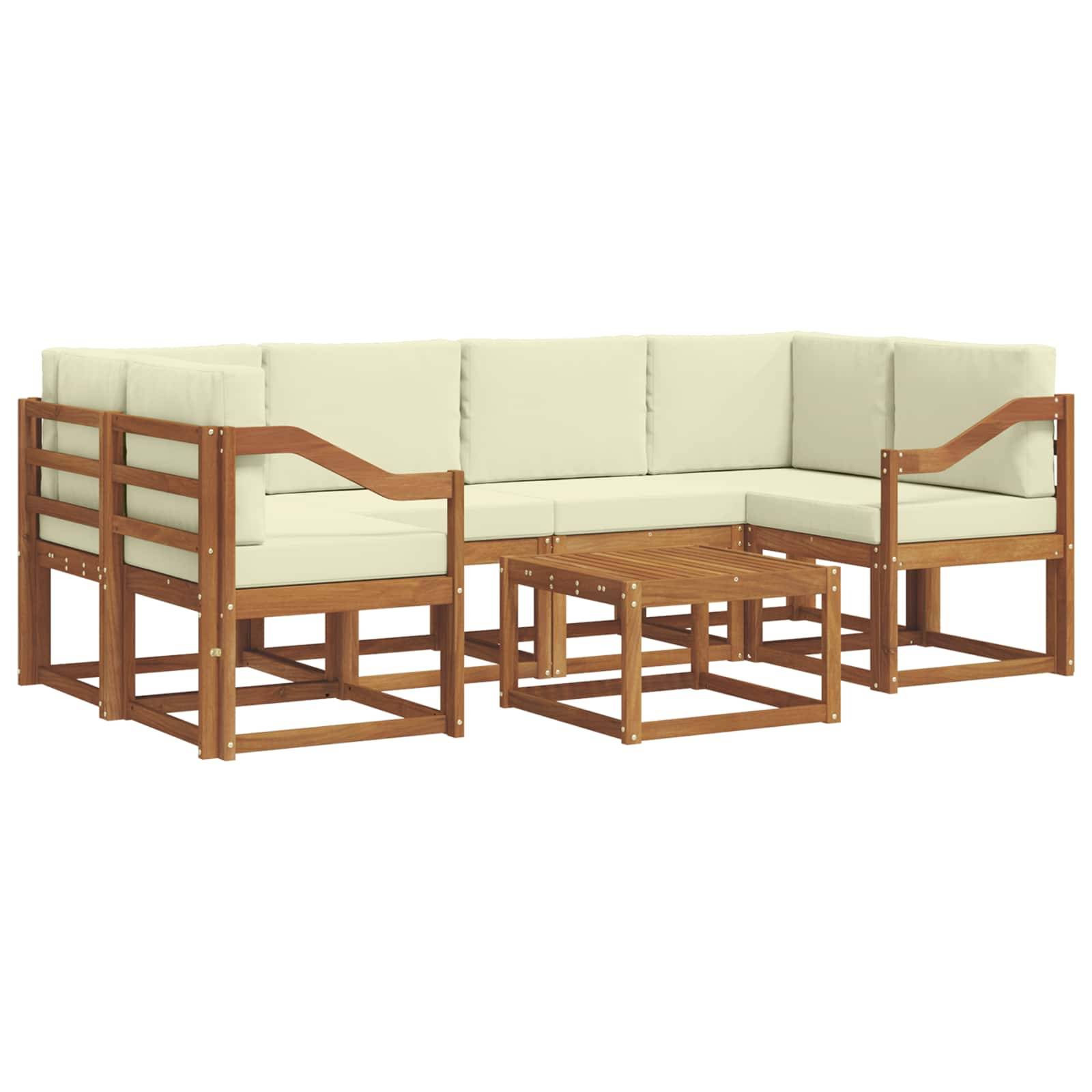 vidaXL Outdoor-Sofagarnitur mit Kissen 7 pcs Natur und Creme