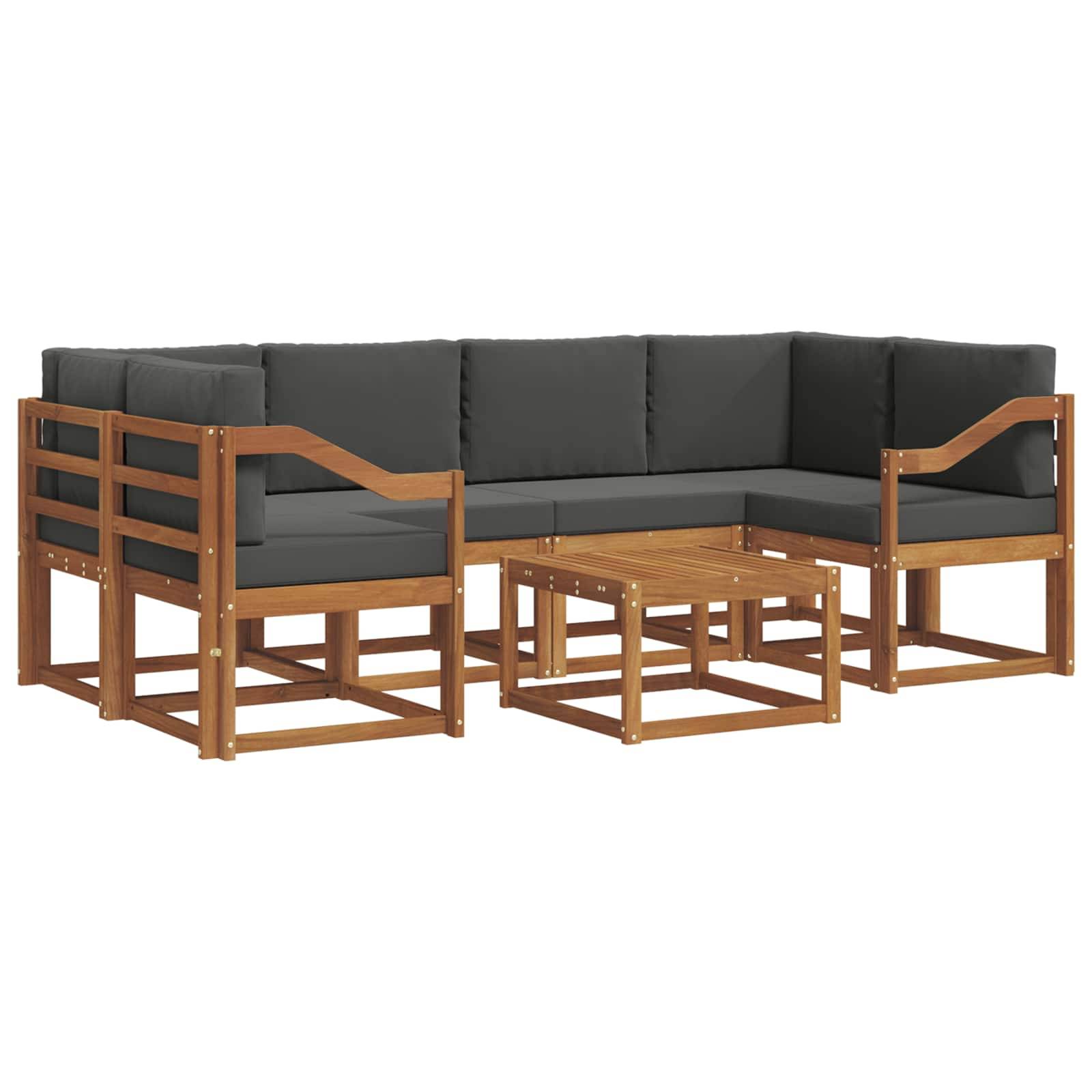 vidaXL Outdoor-Sofagarnitur mit Kissen 7 pcs Natur und Anthrazit