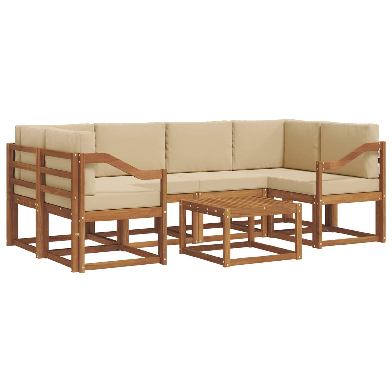 vidaXL Outdoor-Sofagarnitur mit Kissen 7 pcs Natur und Beige
