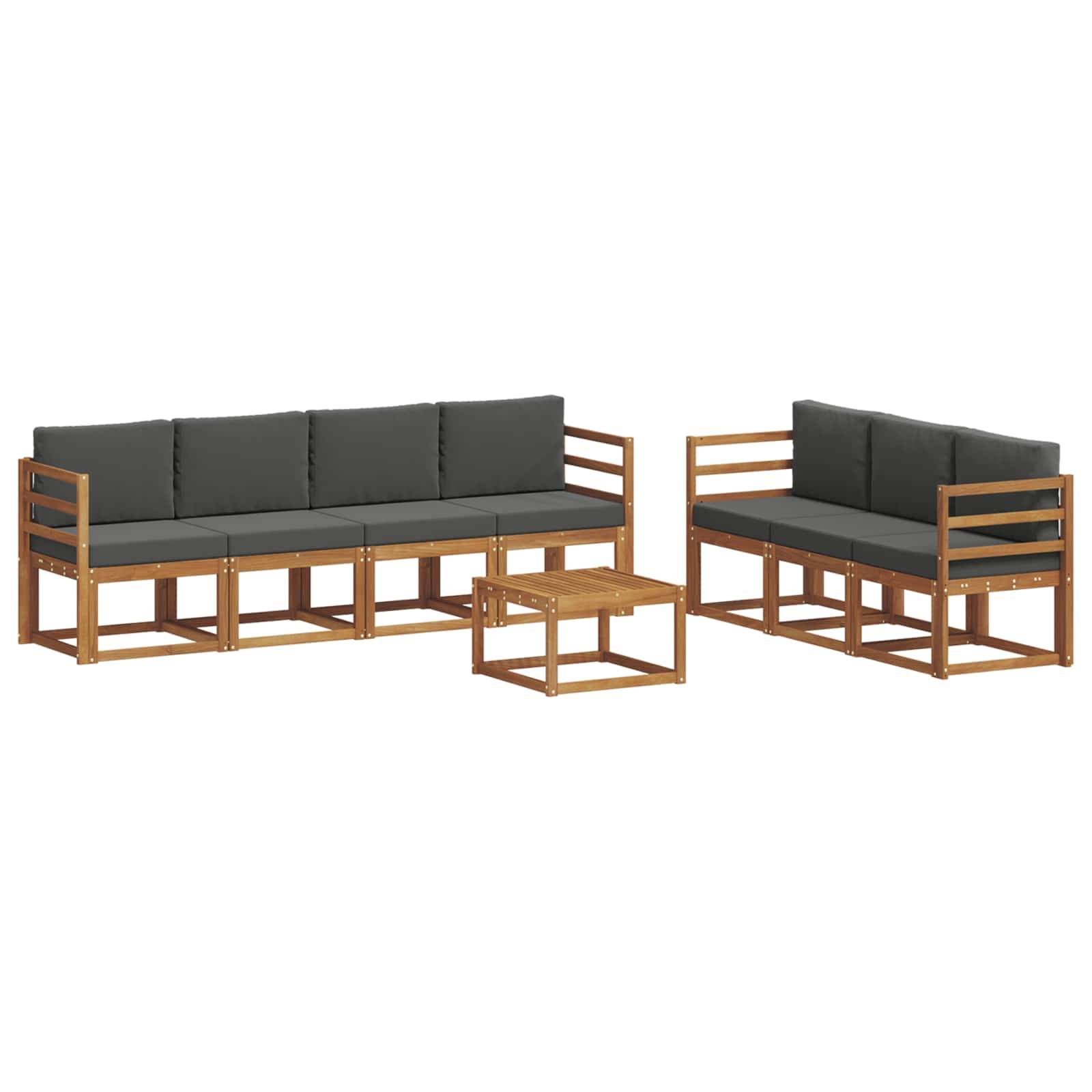 vidaXL Outdoor-Sofagarnitur mit Kissen 8 pcs Natur und Anthrazit