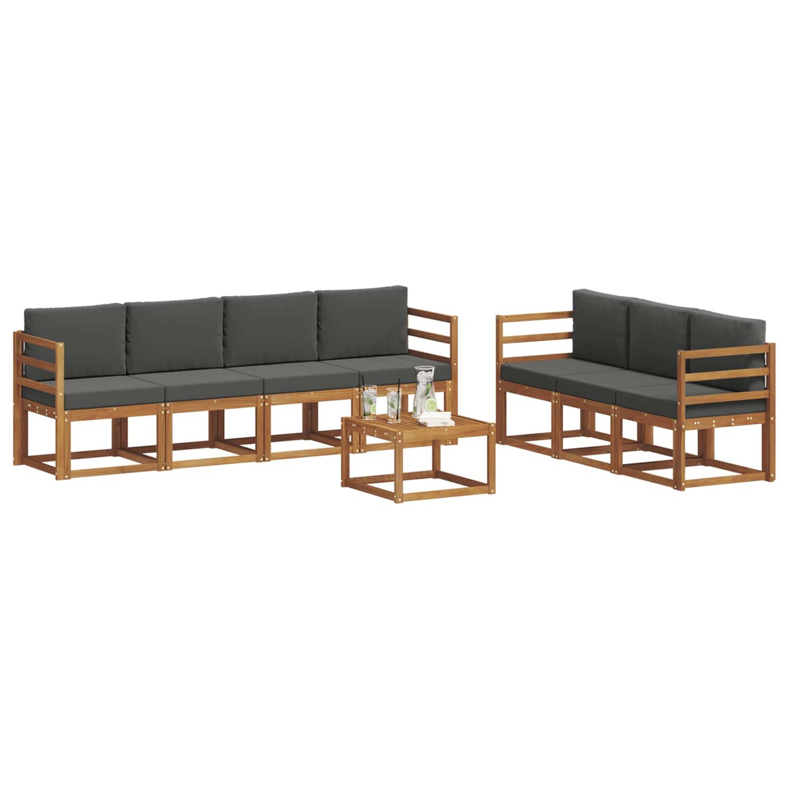 vidaXL Outdoor-Sofagarnitur mit Kissen 8 pcs Natur und Anthrazit