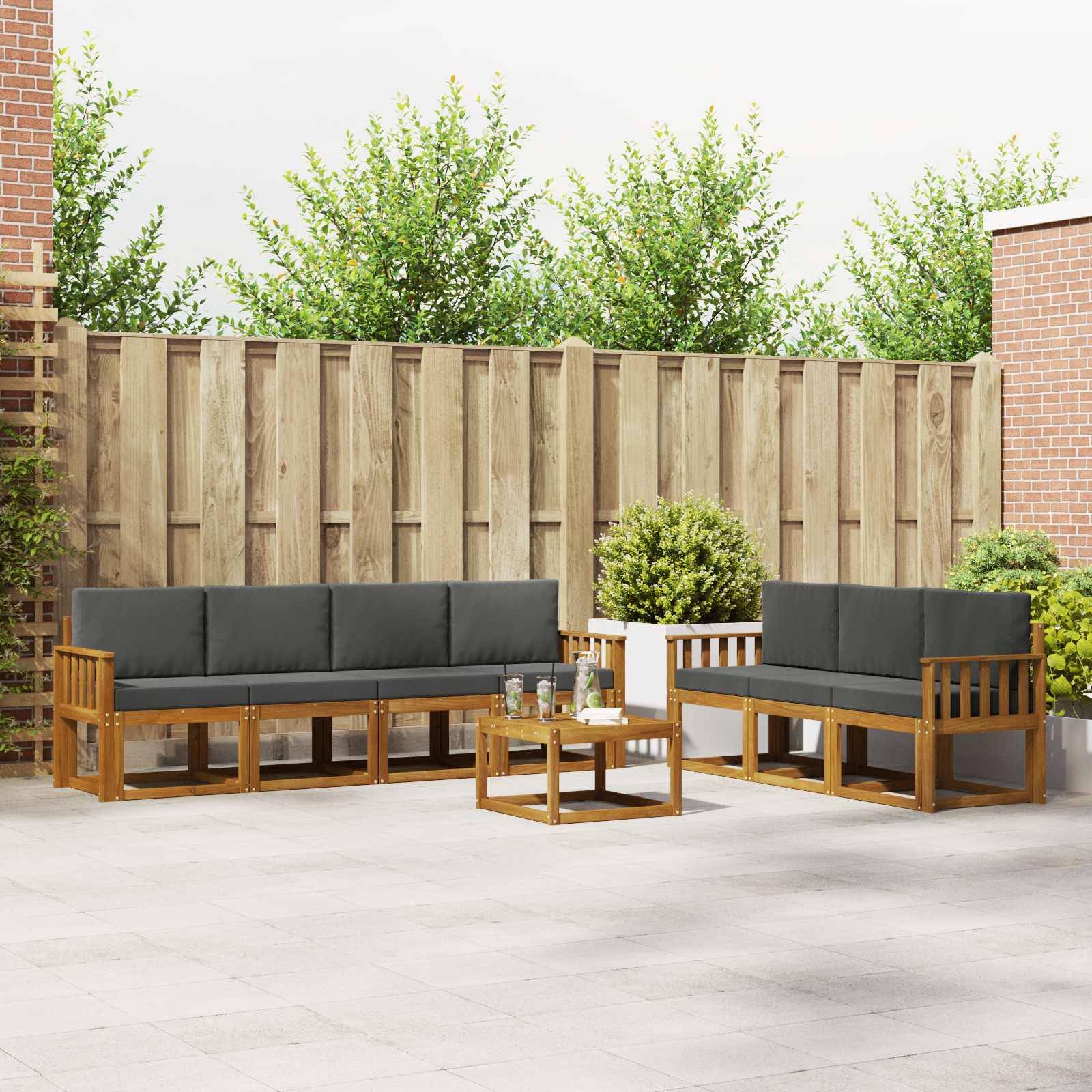 vidaXL Outdoor-Sofagarnitur mit Kissen 8 pcs Natur und Anthrazit