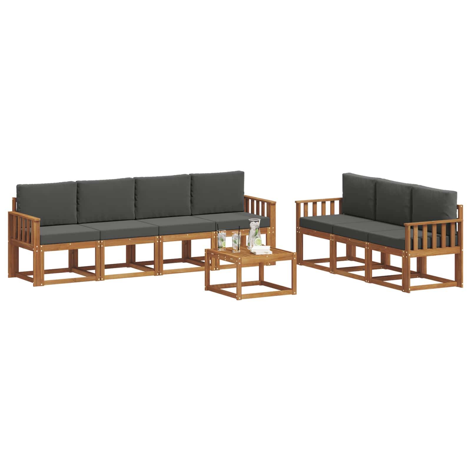 vidaXL Outdoor-Sofagarnitur mit Kissen 8 pcs Natur und Anthrazit