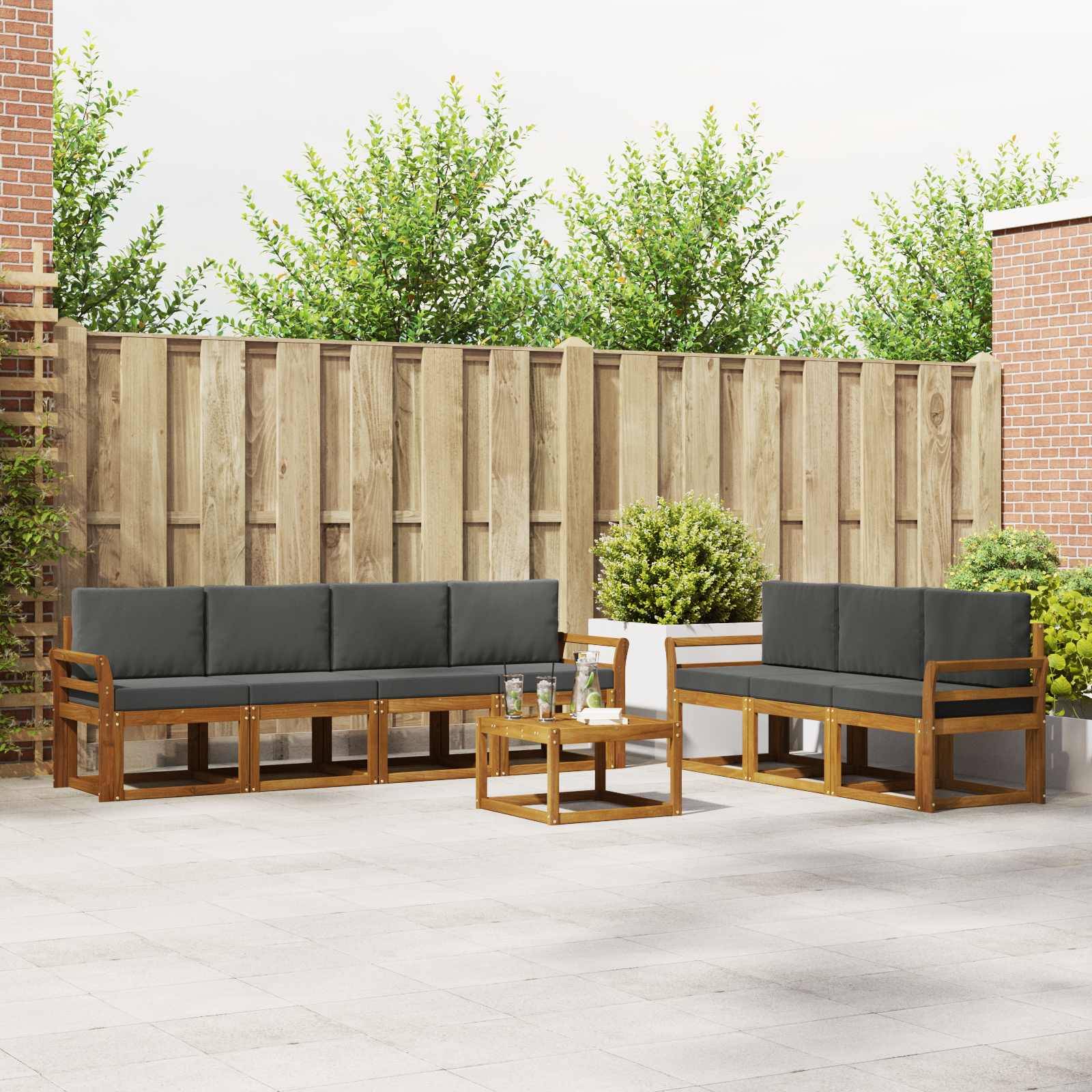 vidaXL Outdoor-Sofagarnitur mit Kissen 8 pcs Natur und Anthrazit