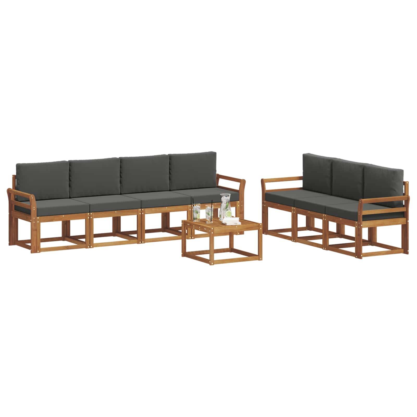 vidaXL Outdoor-Sofagarnitur mit Kissen 8 pcs Natur und Anthrazit