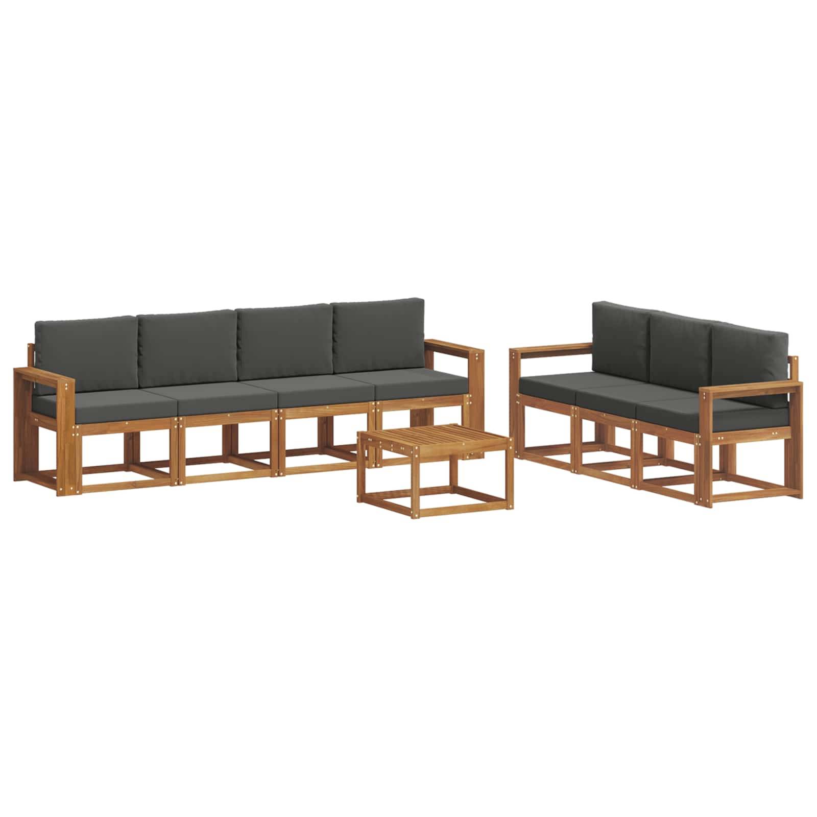 vidaXL Outdoor-Sofagarnitur mit Kissen 8 pcs Natur und Anthrazit
