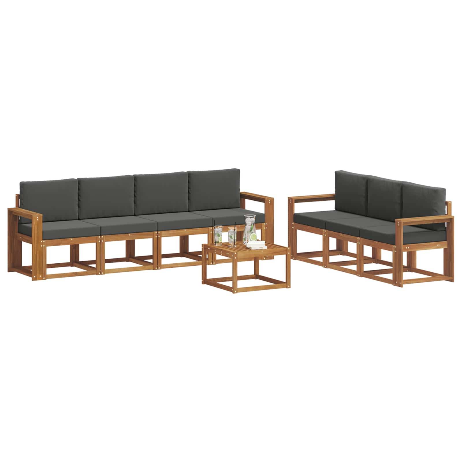 vidaXL Outdoor-Sofagarnitur mit Kissen 8 pcs Natur und Anthrazit