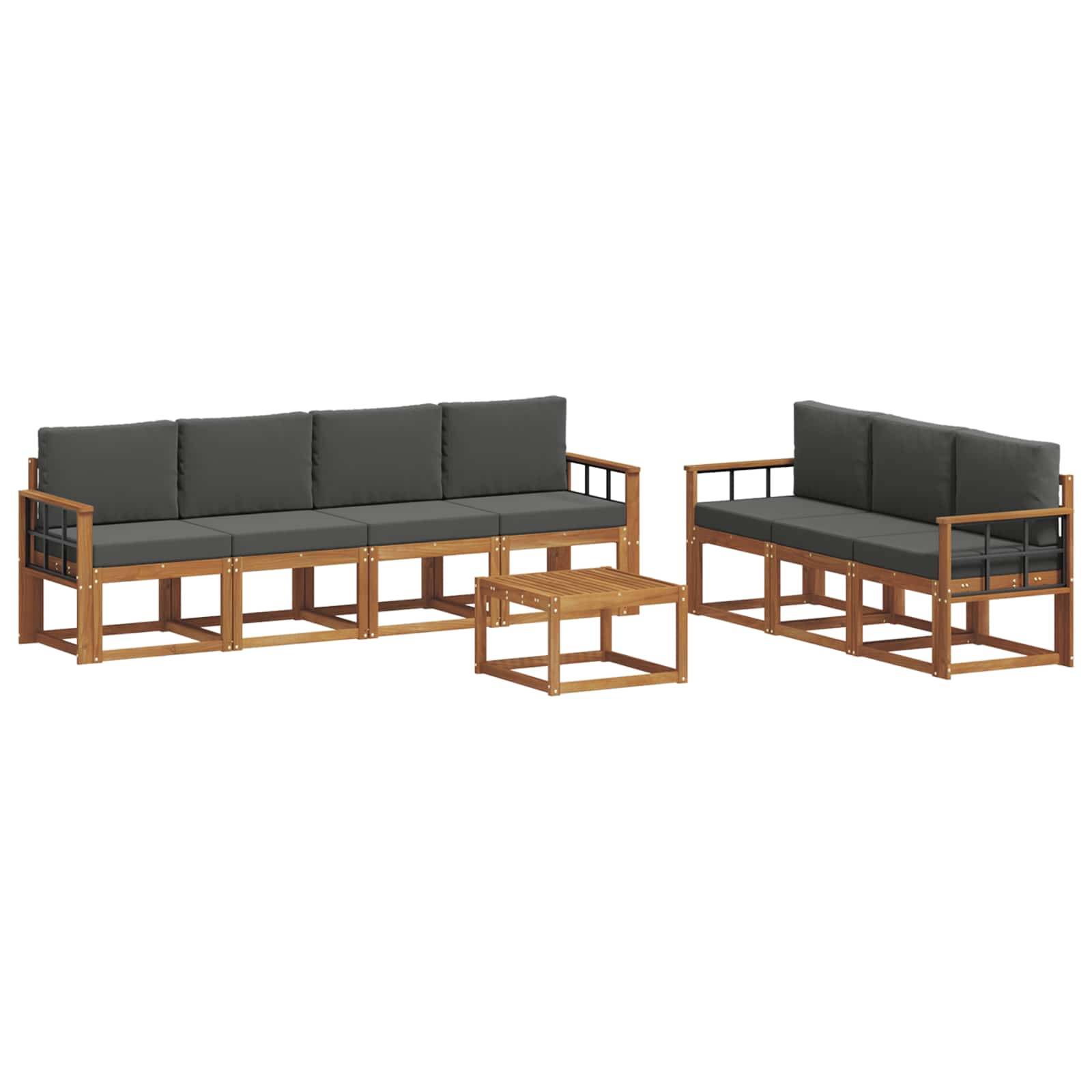 vidaXL Outdoor-Sofagarnitur mit Kissen 8 pcs Natur und Anthrazit