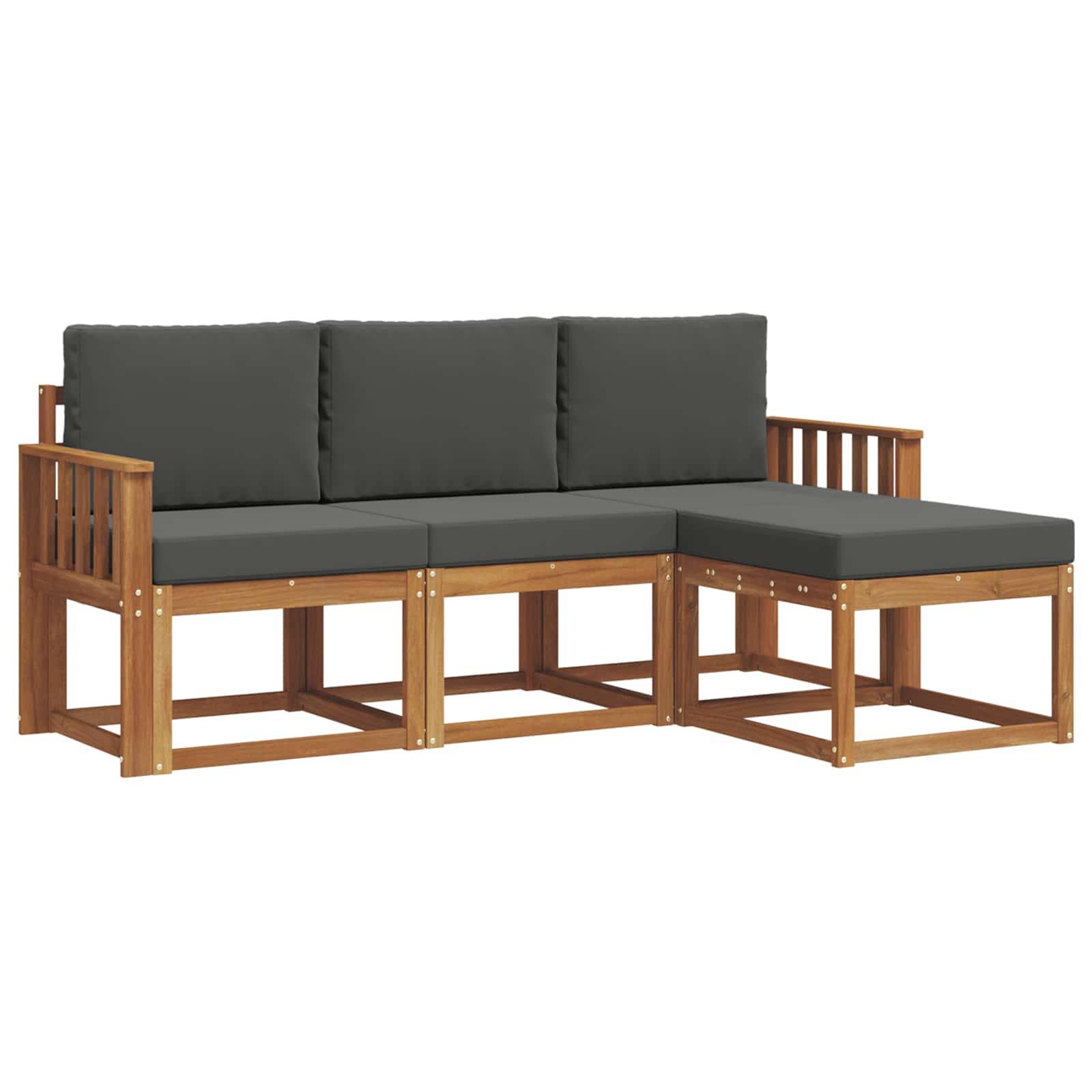 vidaXL Outdoor-Sofagarnitur mit Kissen 4 pcs Natur und Anthrazit