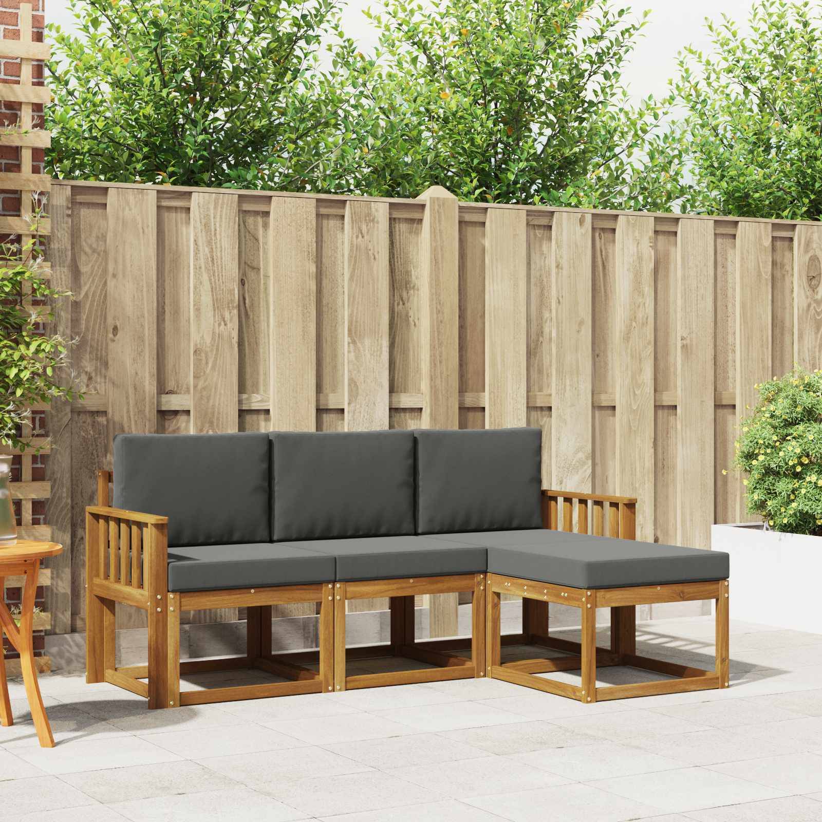 vidaXL Outdoor-Sofagarnitur mit Kissen 4 pcs Natur und Anthrazit