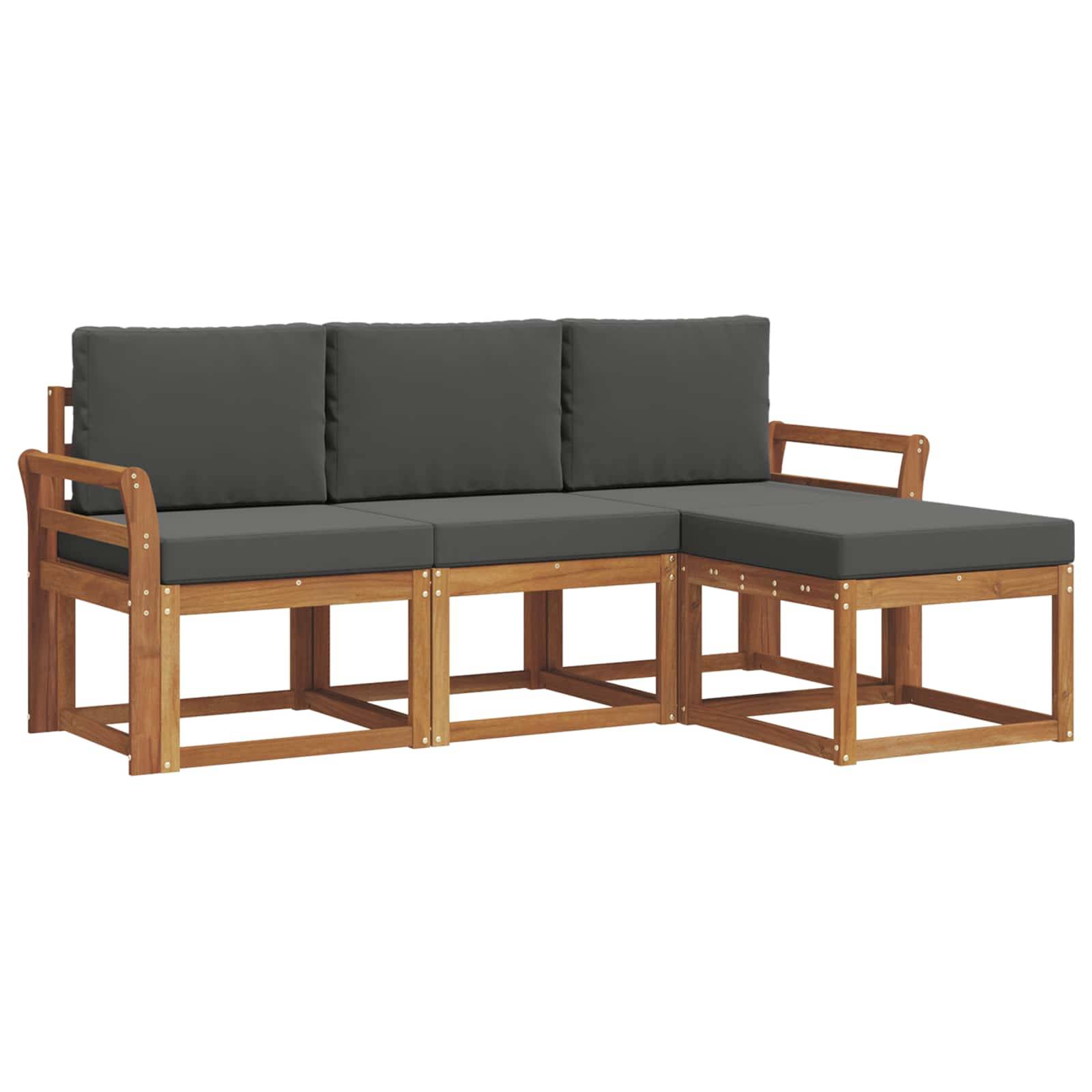 vidaXL Outdoor-Sofagarnitur mit Kissen 4 pcs Natur und Anthrazit
