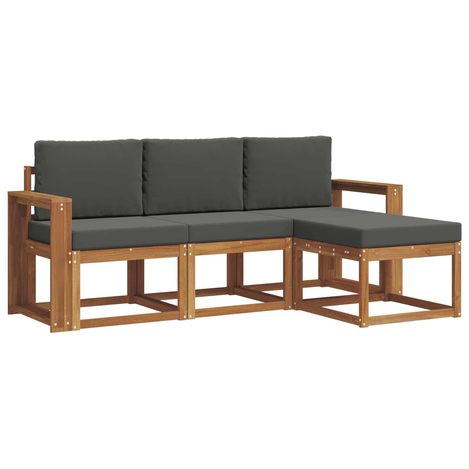 vidaXL Outdoor-Sofagarnitur mit Kissen 4 pcs Natur und Anthrazit