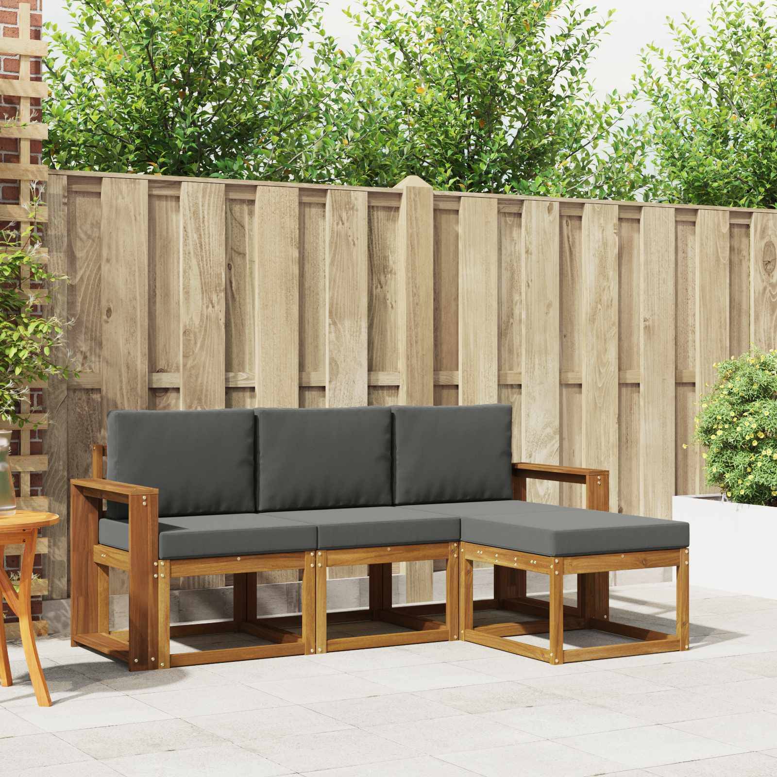 vidaXL Outdoor-Sofagarnitur mit Kissen 4 pcs Natur und Anthrazit