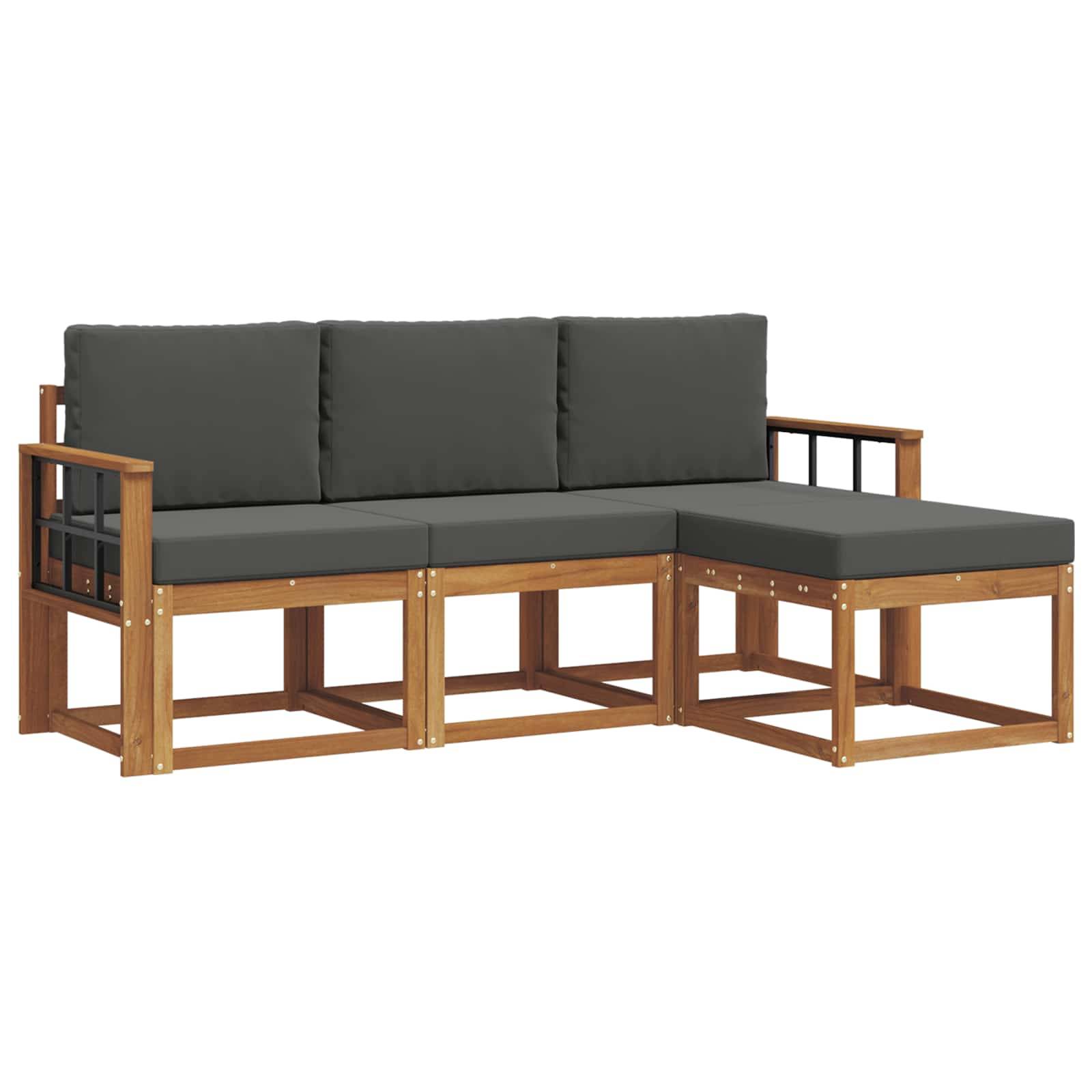 vidaXL Outdoor-Sofagarnitur mit Kissen 4 pcs Natur und Anthrazit