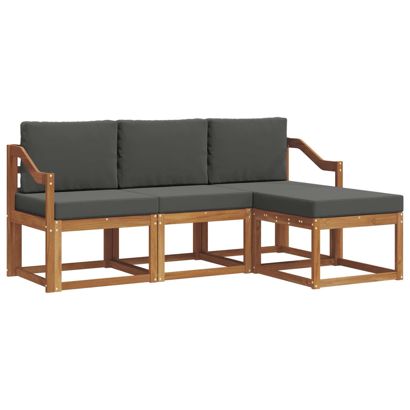 vidaXL Outdoor-Sofagarnitur mit Kissen 4 pcs Natur und Anthrazit