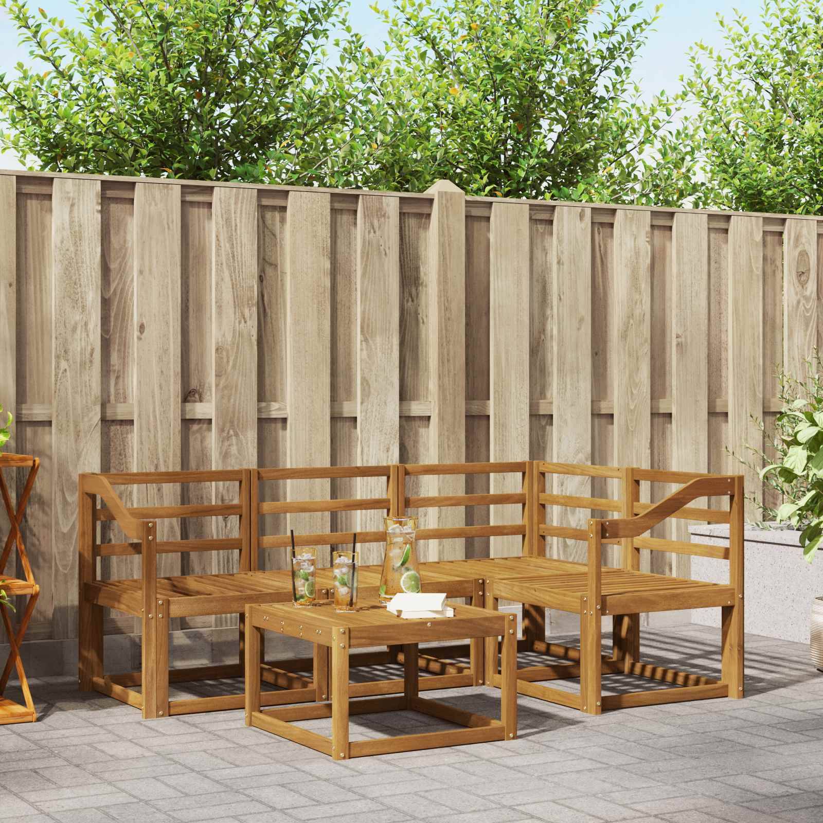 vidaXL Outdoor-Sofagarnitur 5 pcs Natur Massivholz Akazie