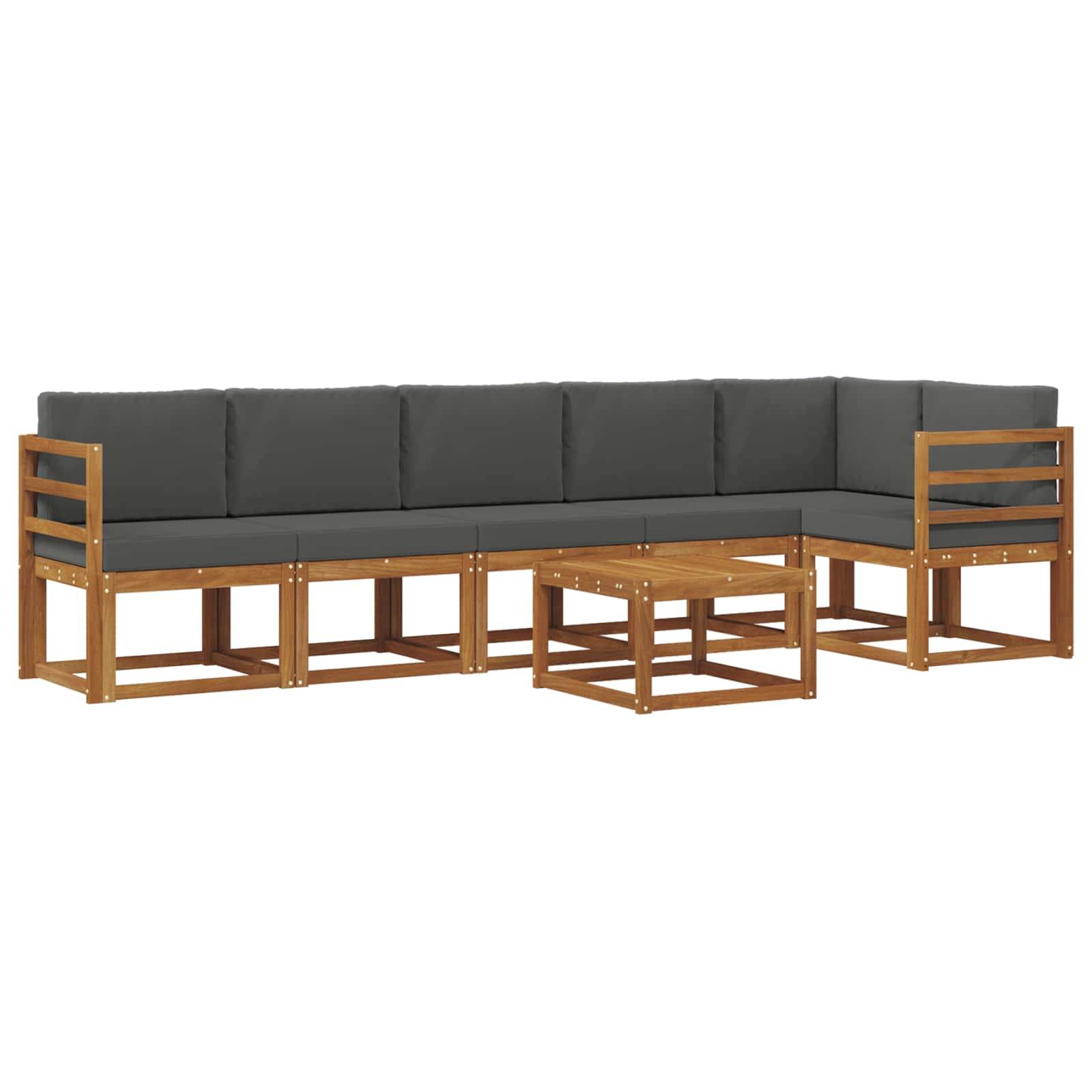 vidaXL Outdoor-Sofagarnitur mit Kissen 7 pcs Natur und Anthrazit