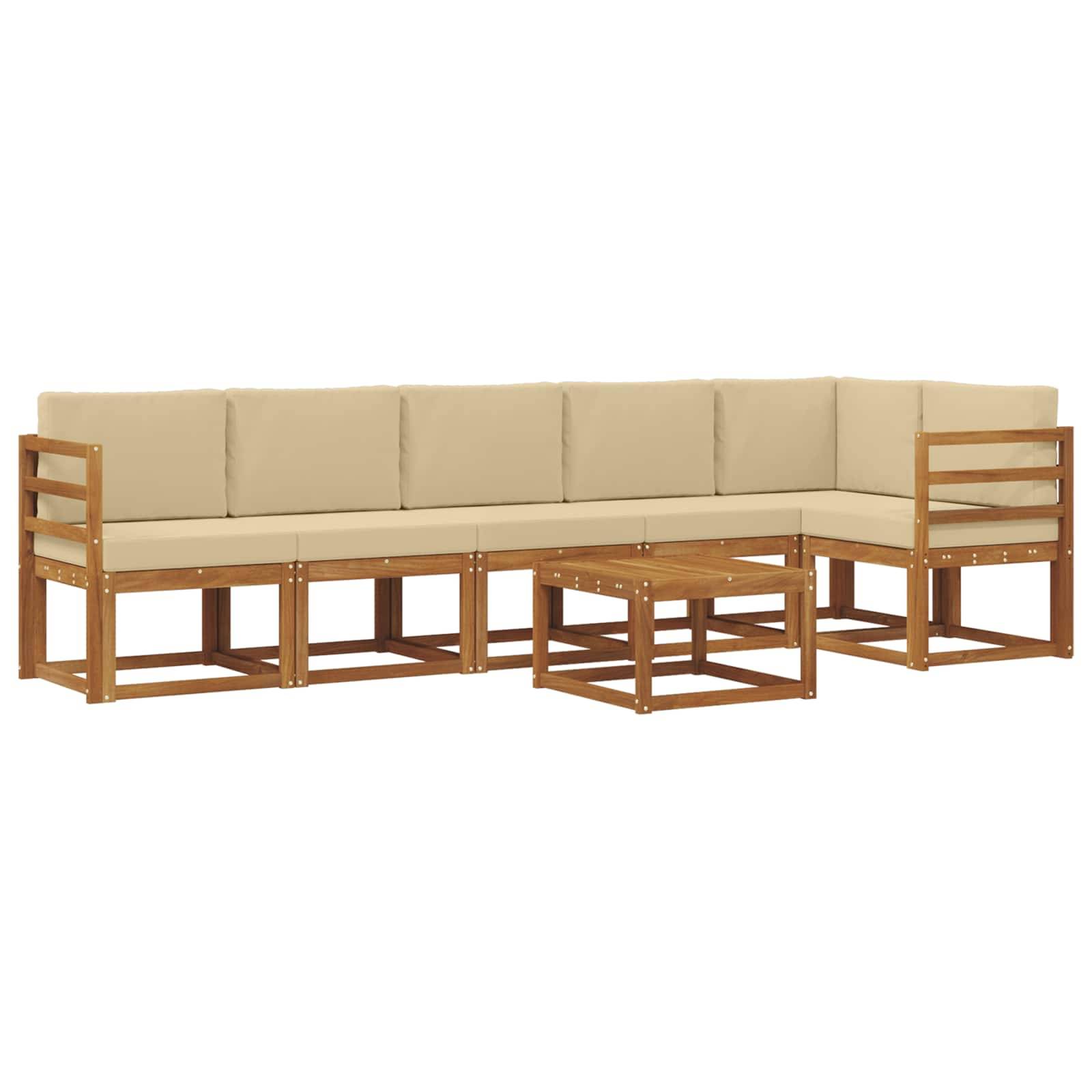 vidaXL Outdoor-Sofagarnitur mit Kissen 7 pcs Natur und Beige