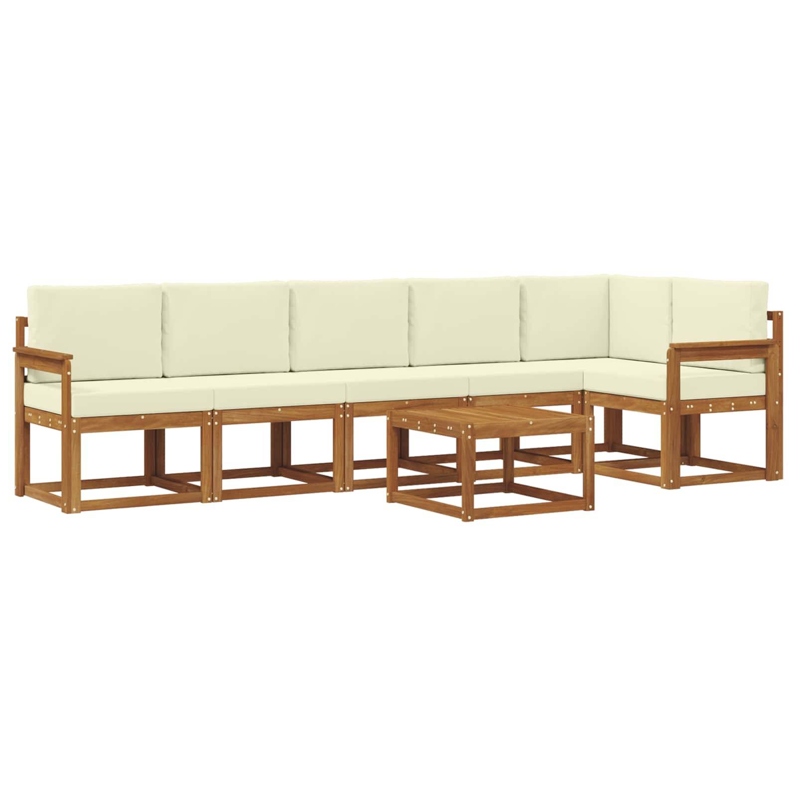 vidaXL Outdoor-Sofagarnitur mit Kissen 7 pcs Natur und Creme