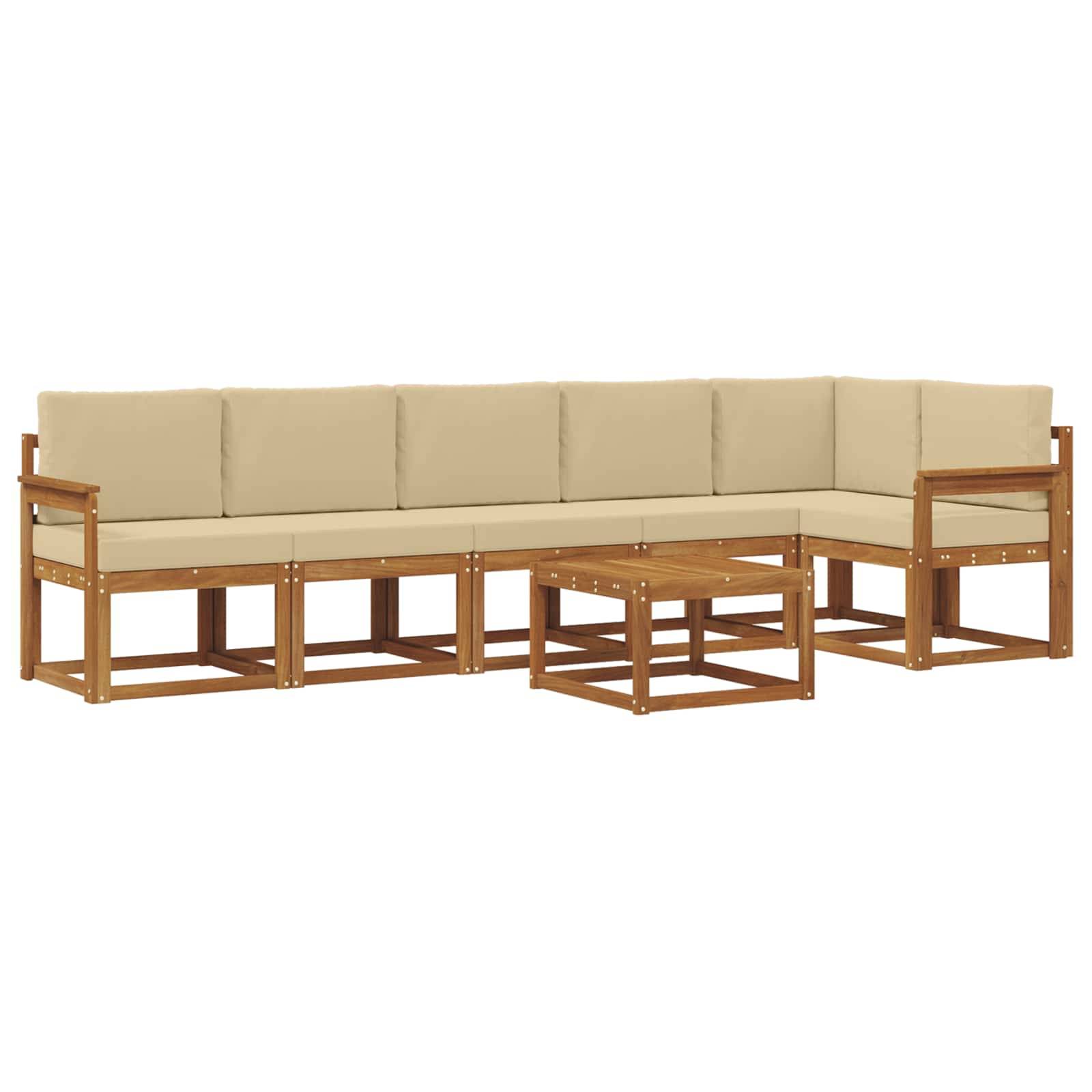 vidaXL Outdoor-Sofagarnitur mit Kissen 7 pcs Natur und Beige