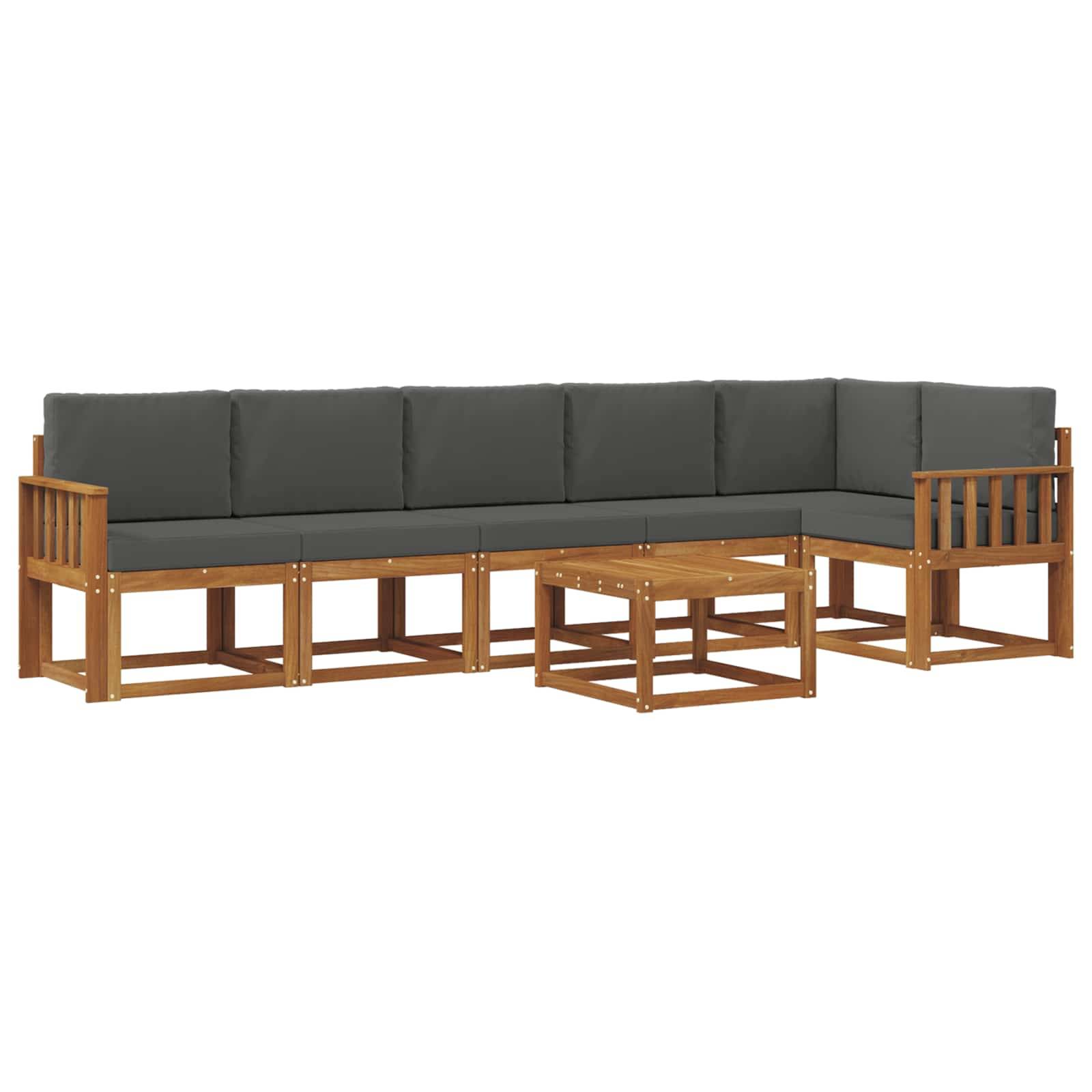 vidaXL Outdoor-Sofagarnitur mit Kissen 7 pcs Natur und Anthrazit