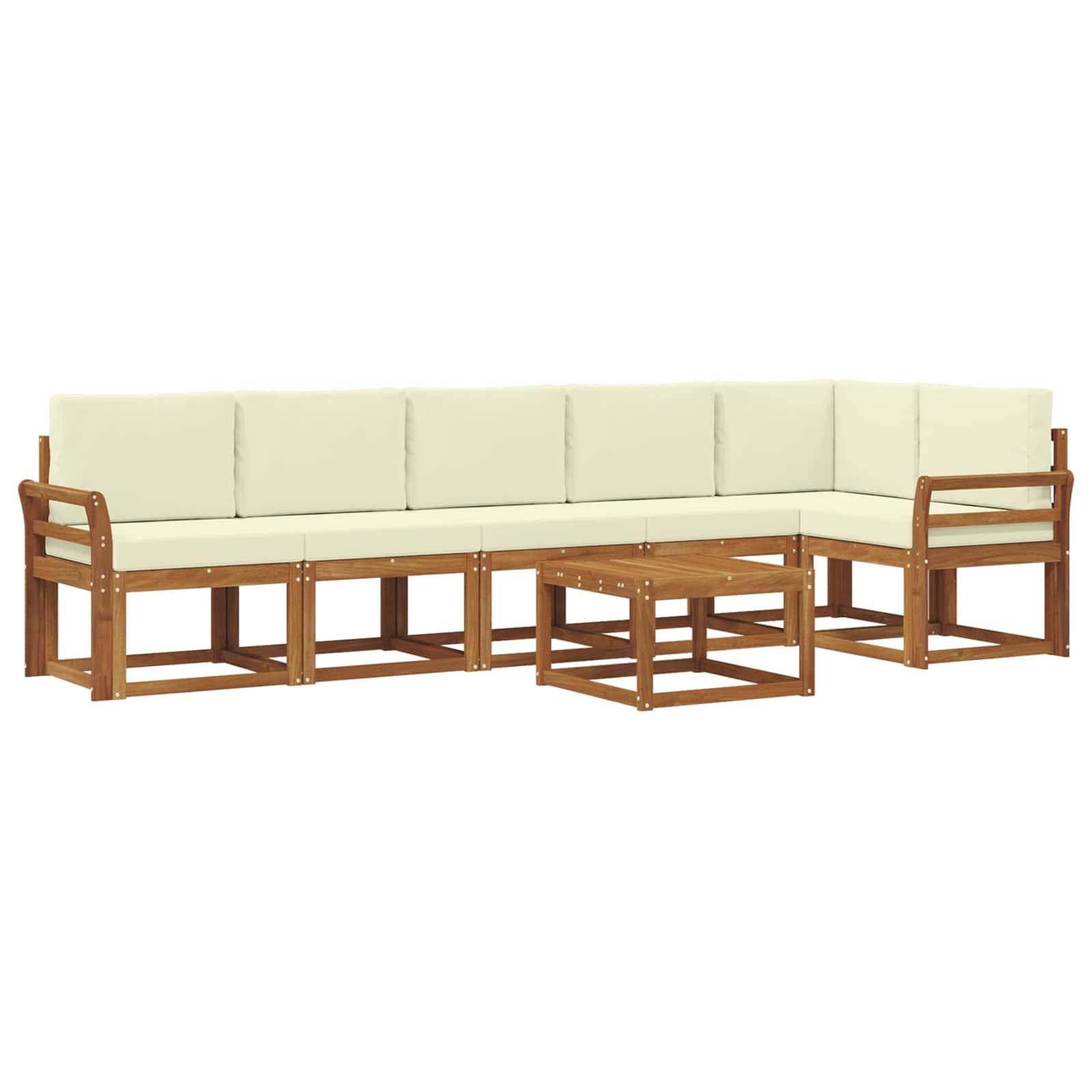 vidaXL Outdoor-Sofagarnitur mit Kissen 7 pcs Natur und Creme