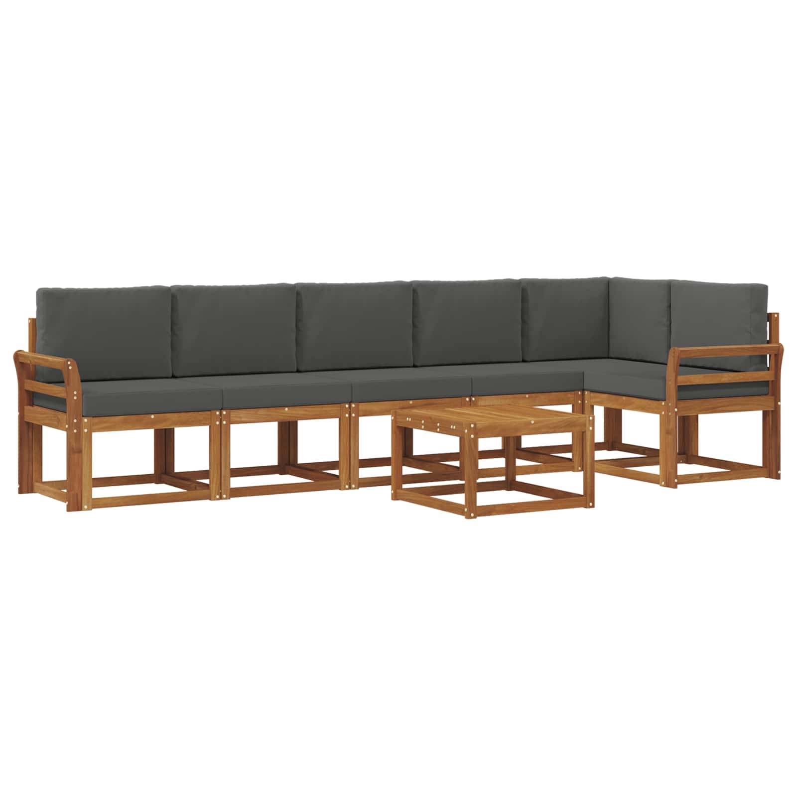 vidaXL Outdoor-Sofagarnitur mit Kissen 7 pcs Natur und Anthrazit
