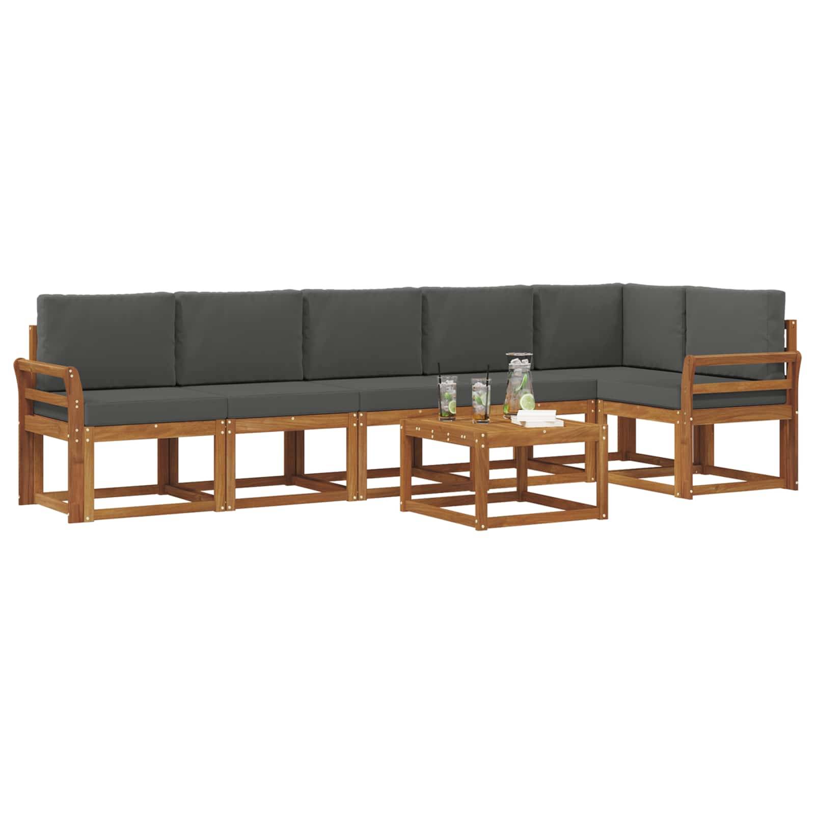 vidaXL Outdoor-Sofagarnitur mit Kissen 7 pcs Natur und Anthrazit