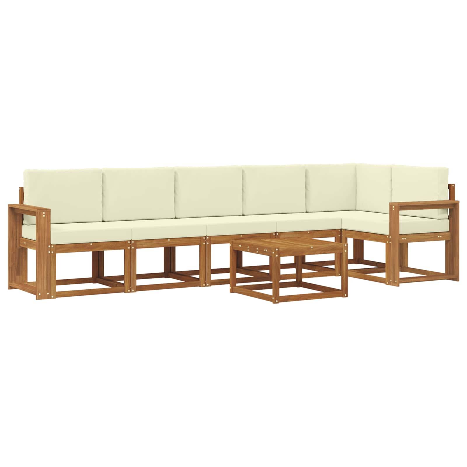 vidaXL Outdoor-Sofagarnitur mit Kissen 7 pcs Natur und Creme