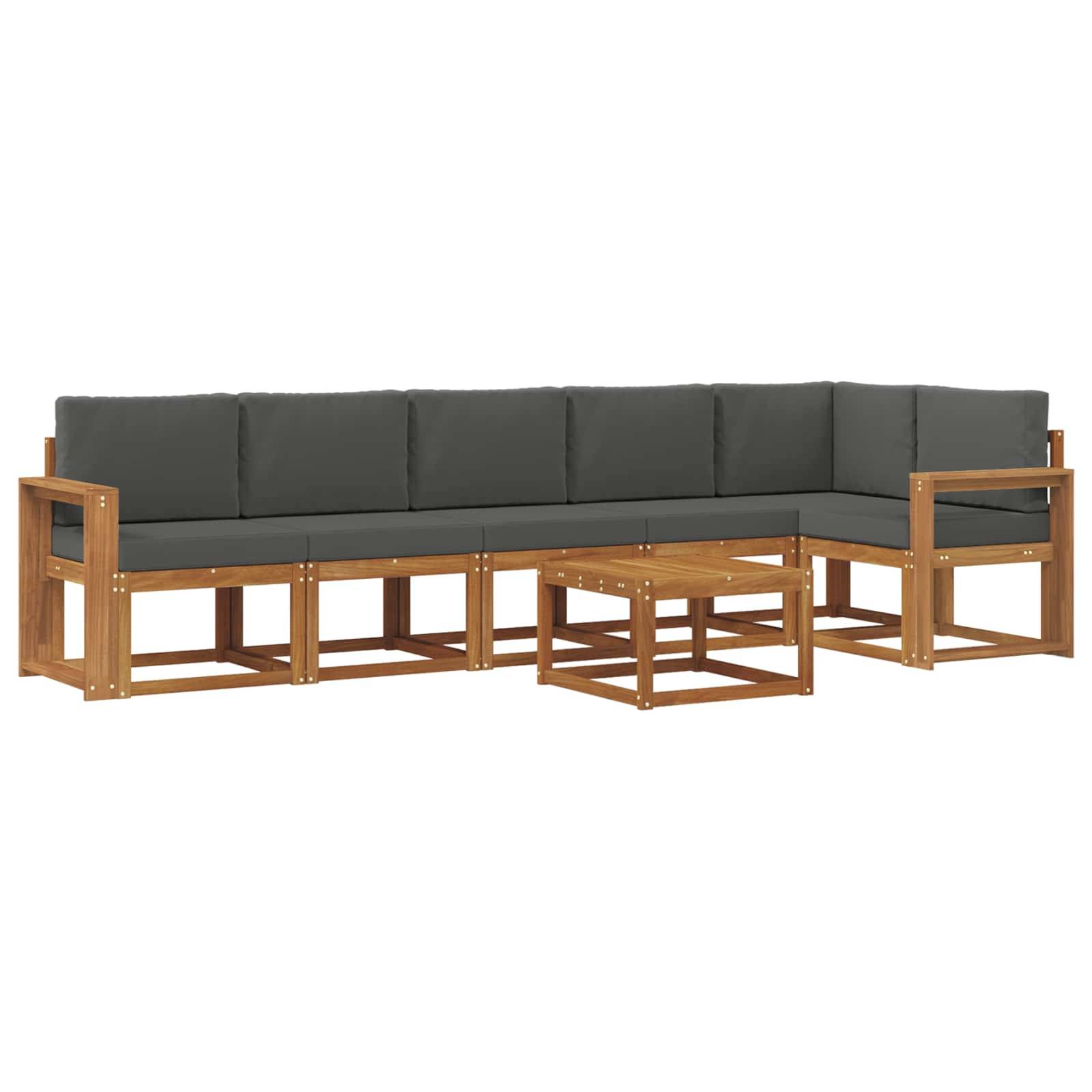 vidaXL Outdoor-Sofagarnitur mit Kissen 7 pcs Natur und Anthrazit