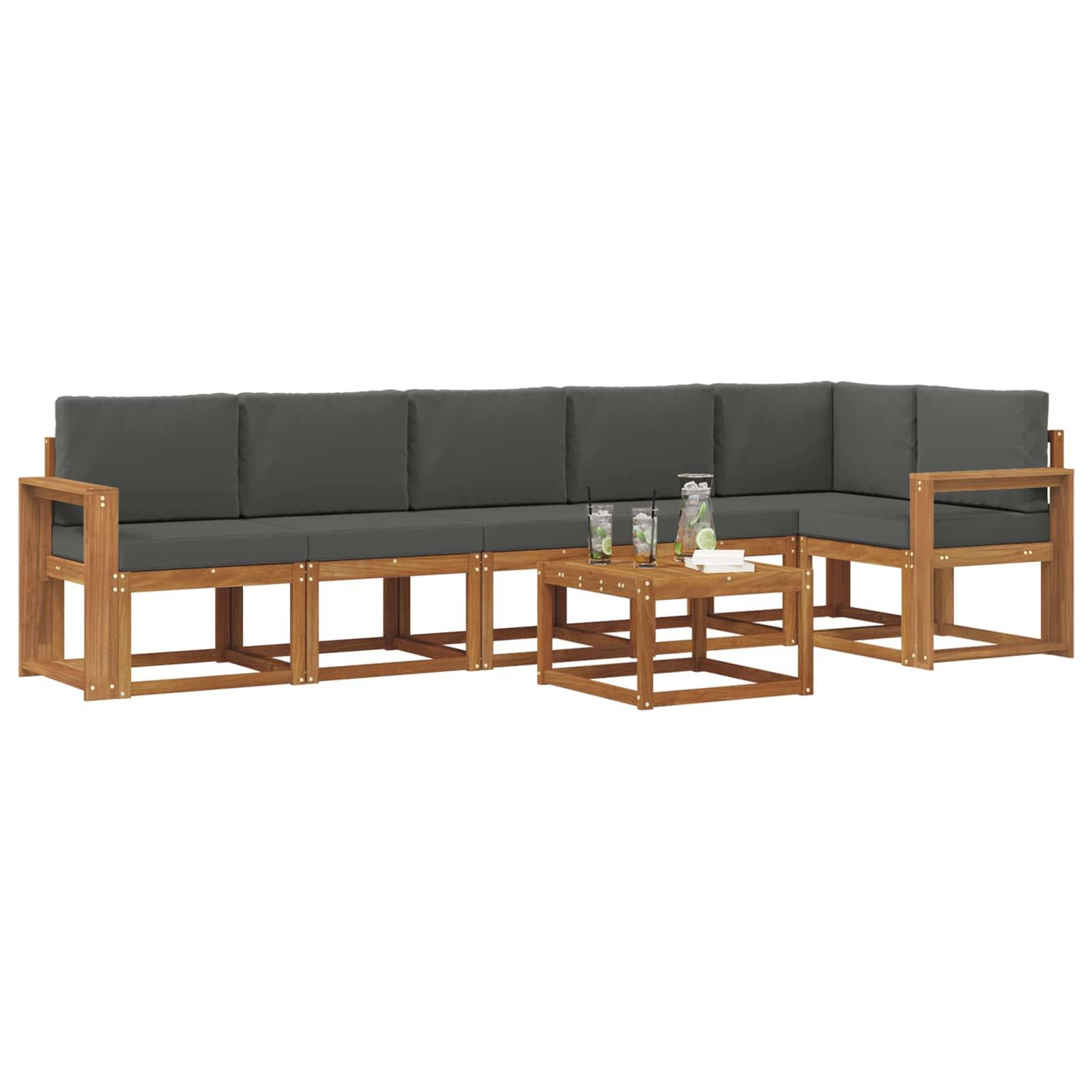vidaXL Outdoor-Sofagarnitur mit Kissen 7 pcs Natur und Anthrazit