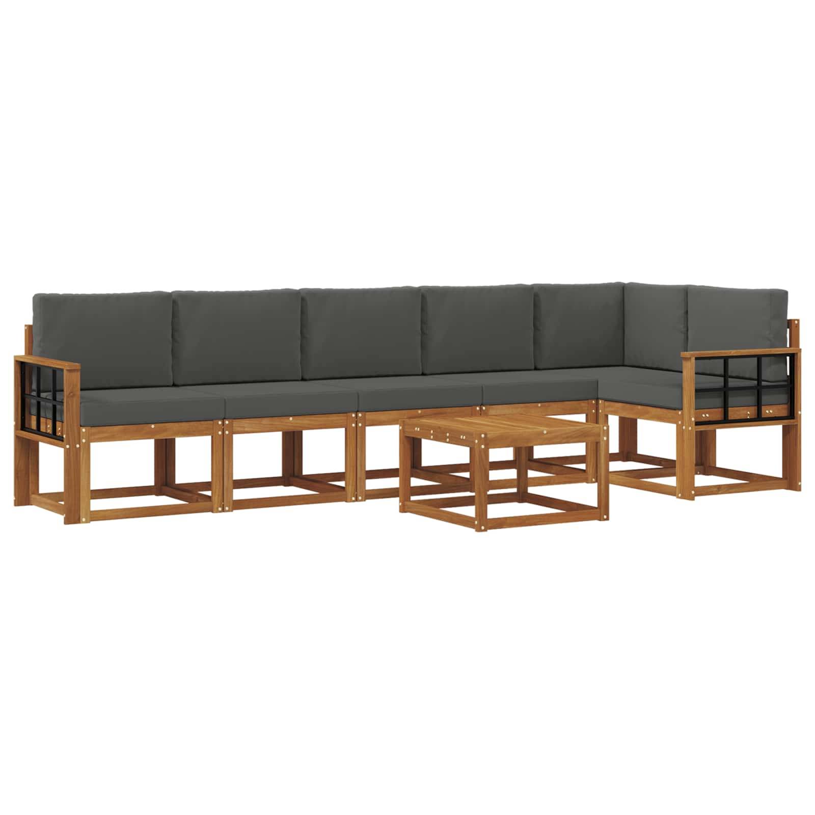 vidaXL Outdoor-Sofagarnitur mit Kissen 7 pcs Natur und Anthrazit