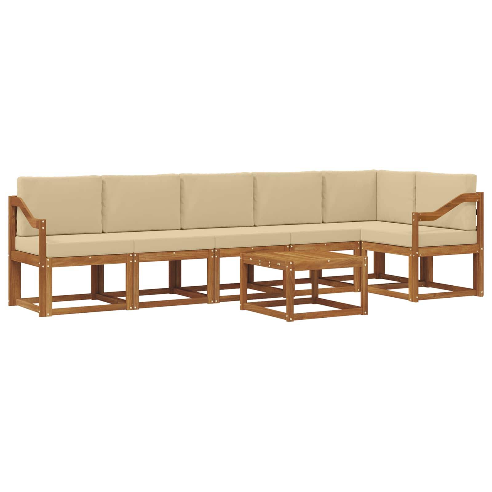vidaXL Outdoor-Sofagarnitur mit Kissen 7 pcs Natur und Beige
