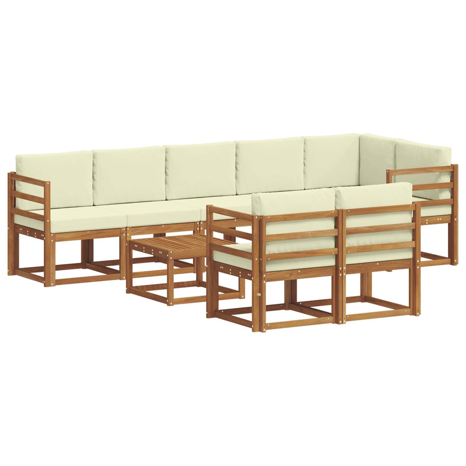 vidaXL Outdoor-Sofagarnitur mit Kissen 9 pcs Natur und Creme