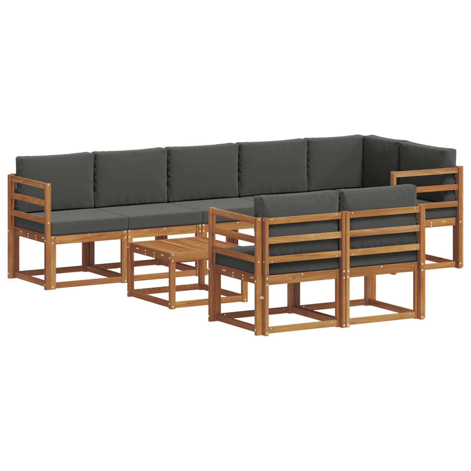vidaXL Outdoor-Sofagarnitur mit Kissen 9 pcs Natur und Anthrazit