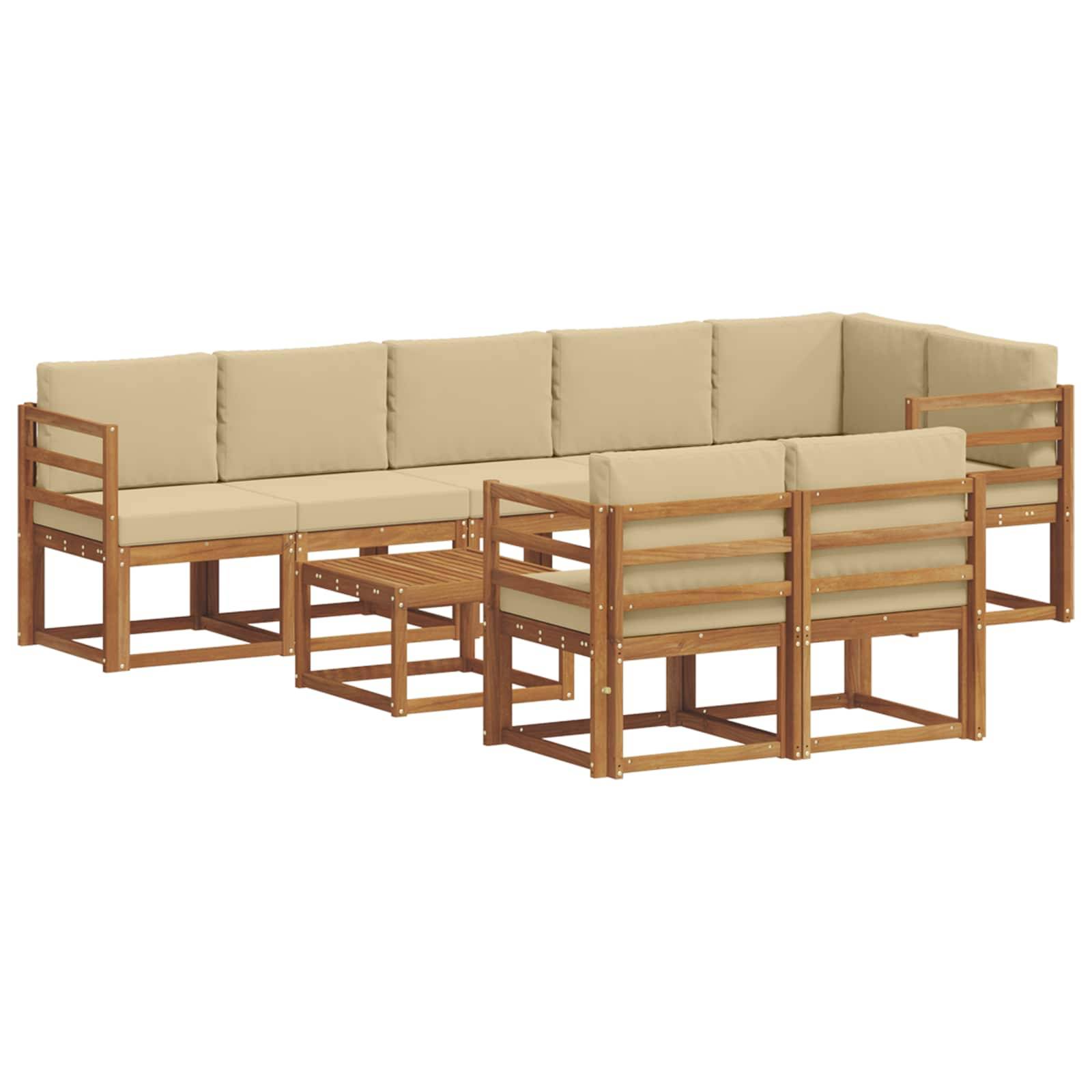 vidaXL Outdoor-Sofagarnitur mit Kissen 9 pcs Natur und Beige