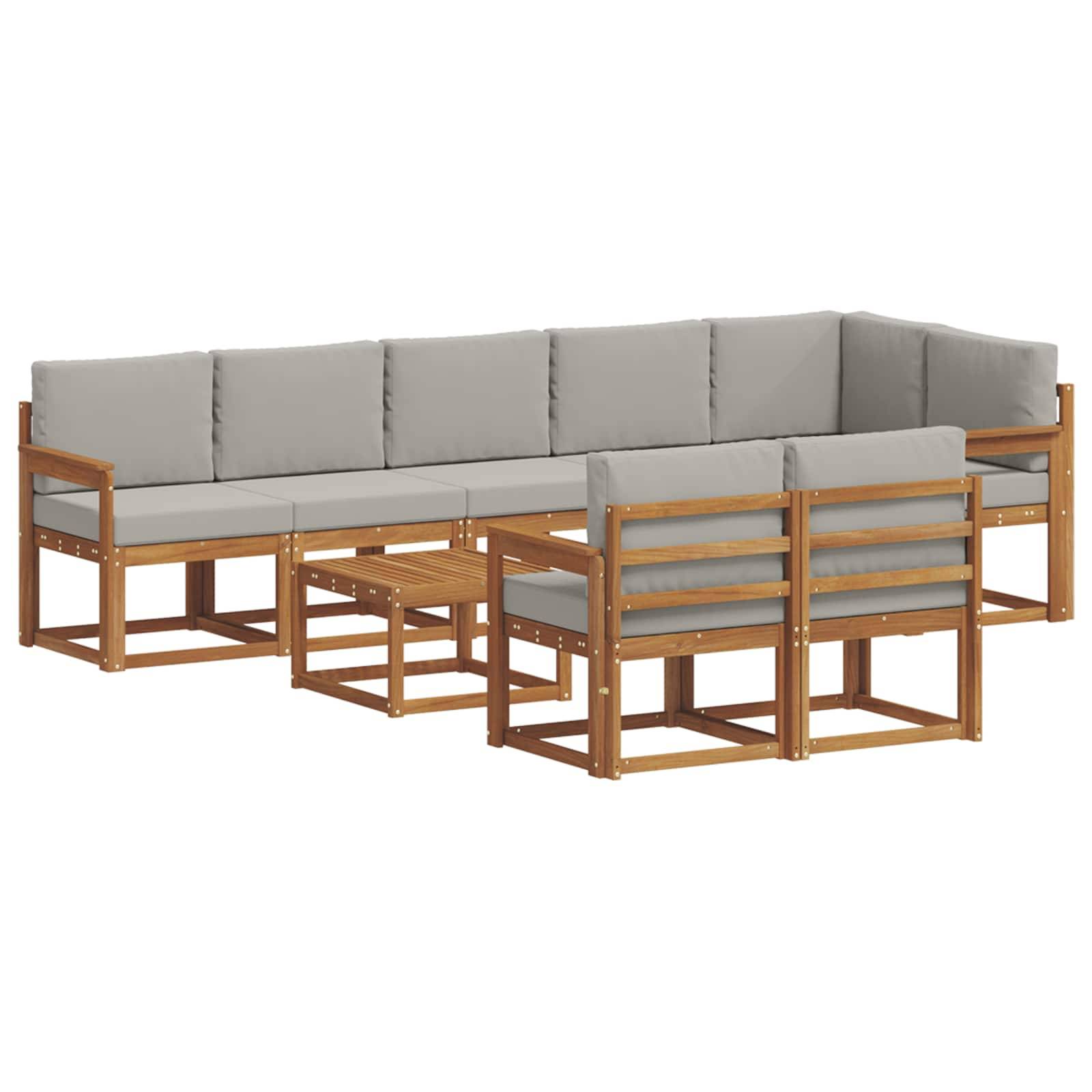 vidaXL Outdoor-Sofagarnitur mit Kissen 9 pcs Natürlich und Hellgrau