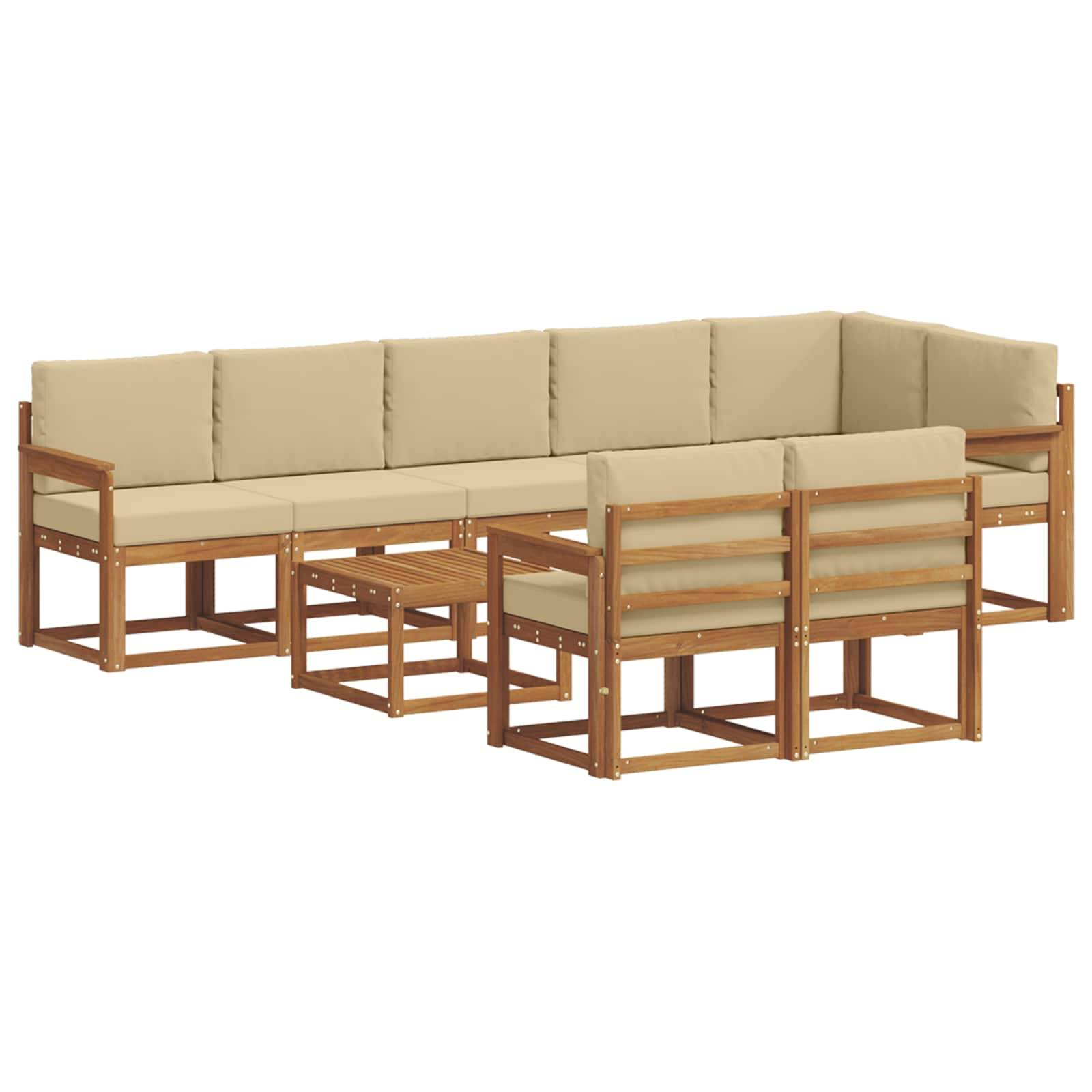 vidaXL Outdoor-Sofagarnitur mit Kissen 9 pcs Natur und Beige