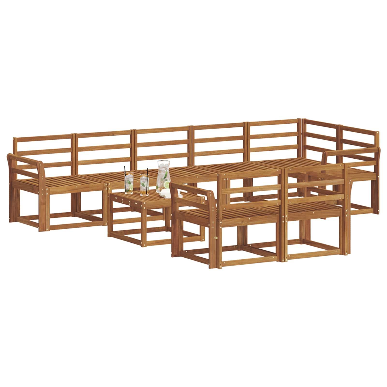 vidaXL Outdoor-Sofagarnitur 9 pcs Natur Massivholz Akazie