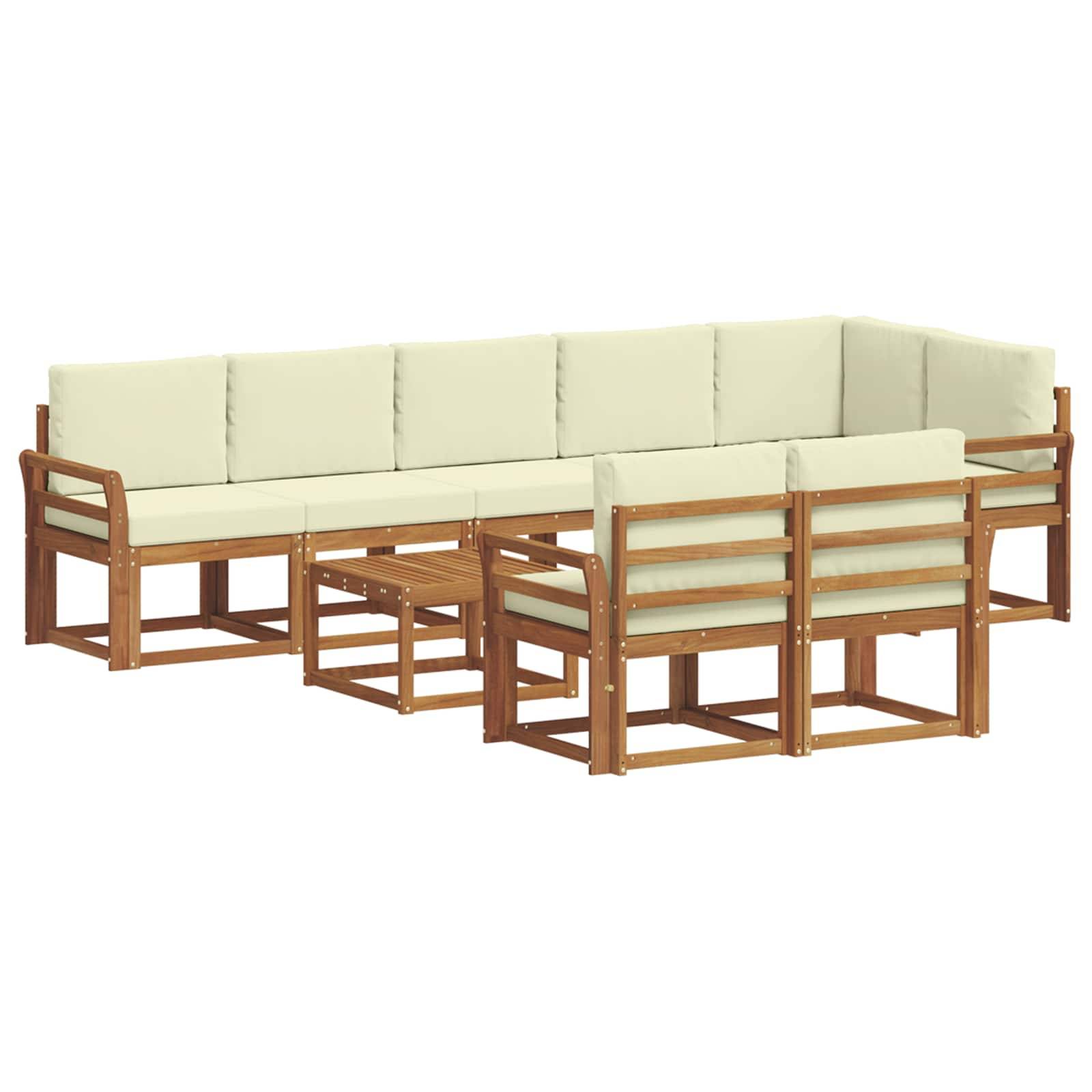 vidaXL Outdoor-Sofagarnitur mit Kissen 9 pcs Natur und Creme