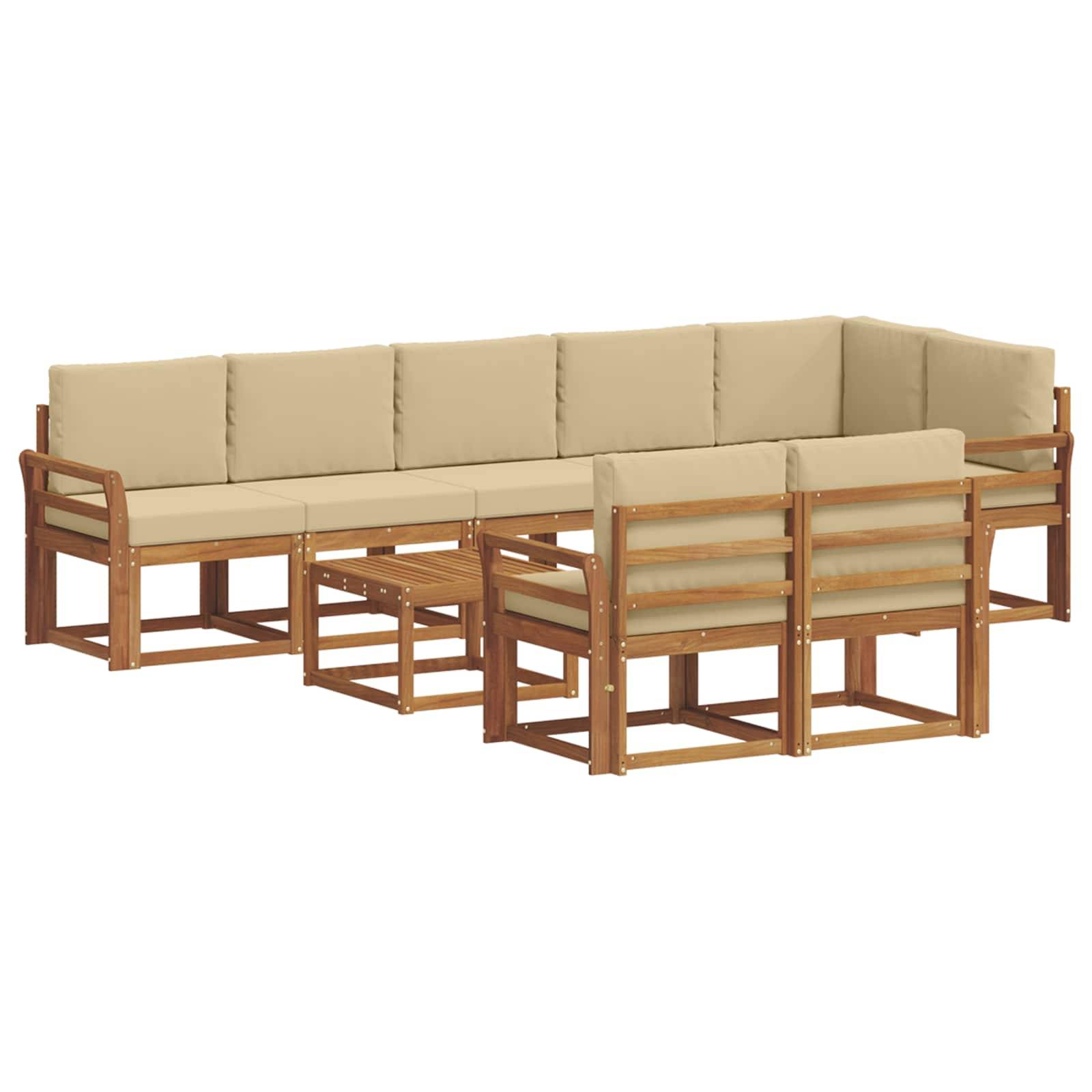 vidaXL Outdoor-Sofagarnitur mit Kissen 9 pcs Natur und Beige