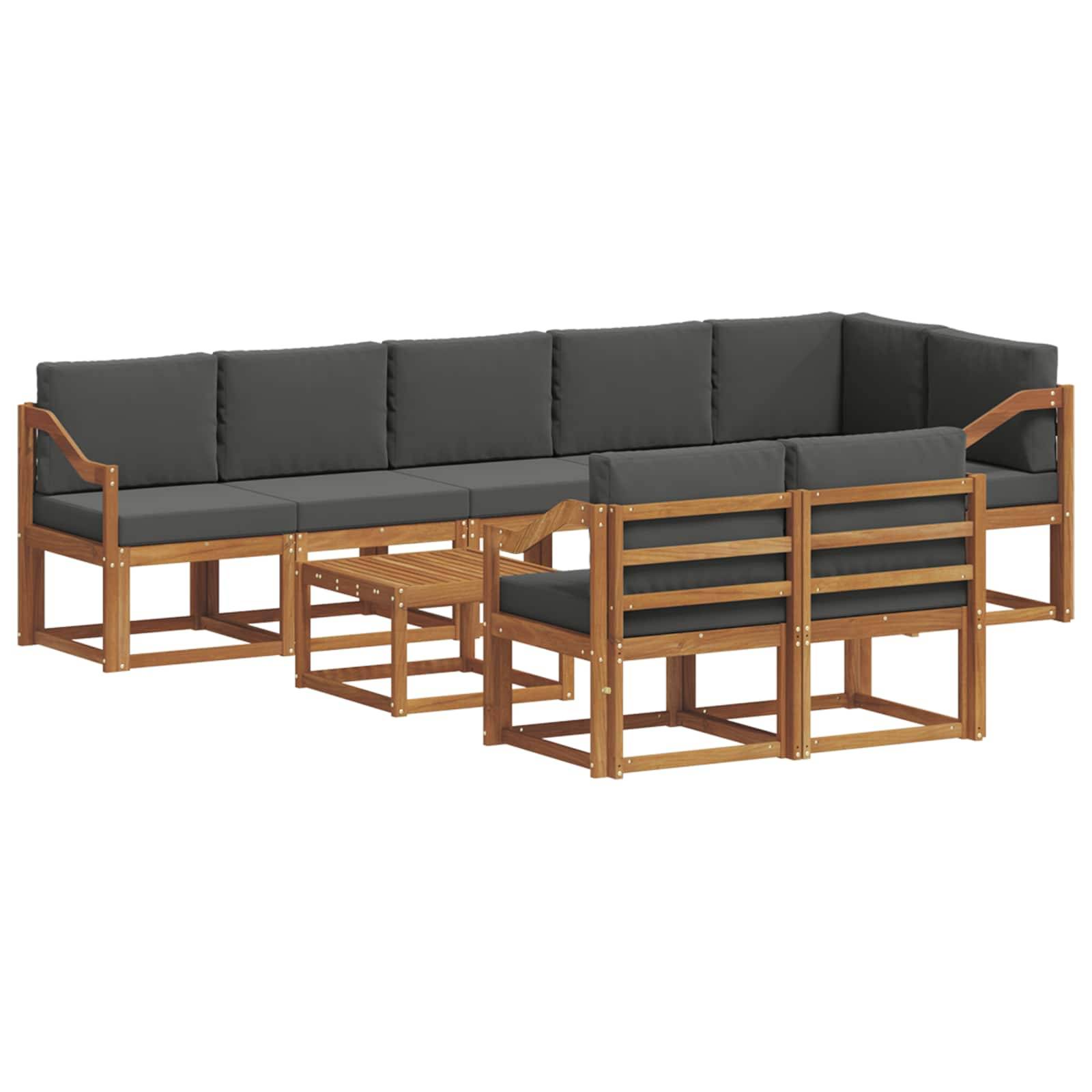 vidaXL Outdoor-Sofagarnitur mit Kissen 9 pcs Natur und Anthrazit